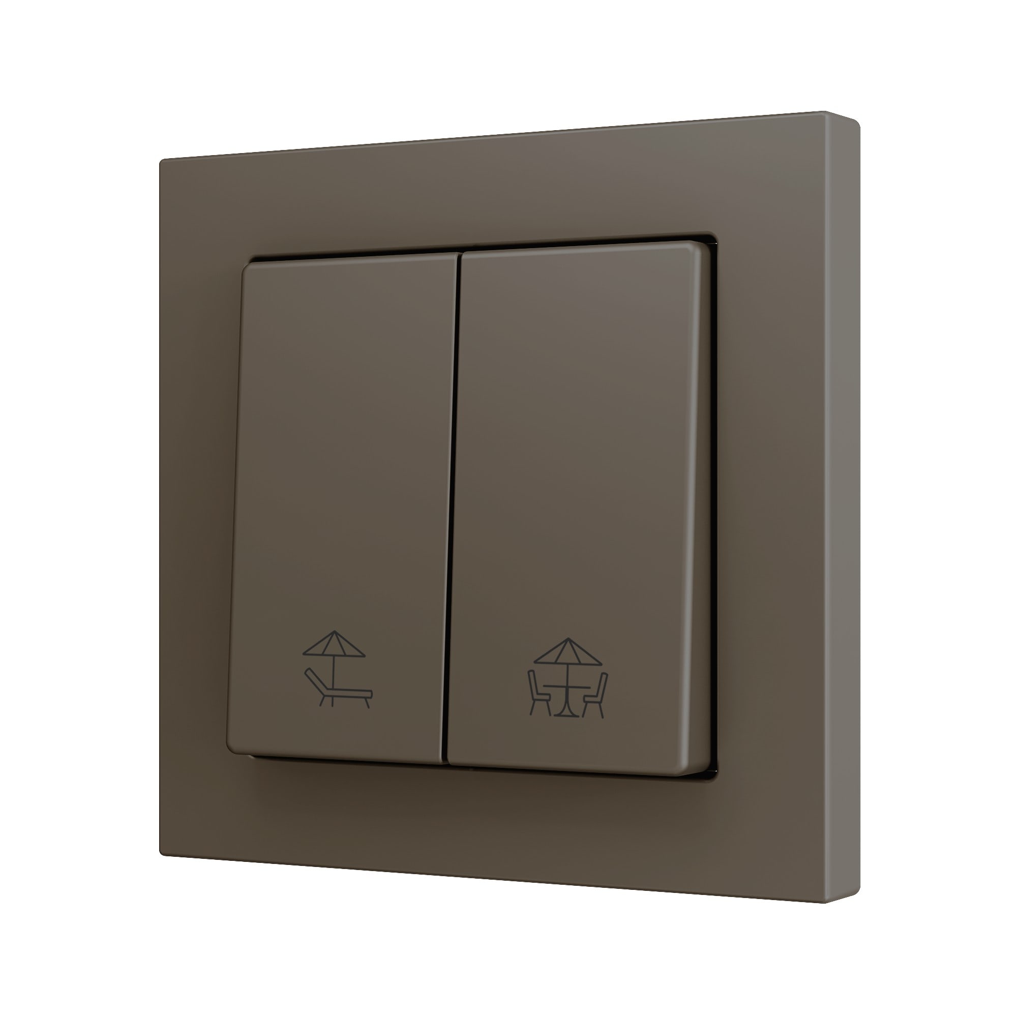 ZENNIO FRANCE - ZS55. Bouton poussoir "Soft" double pour 2 entrées binaires 55 x 55 mm - Moka...