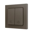 ZENNIO FRANCE - ZS55. Bouton poussoir "Soft" double pour 2 entrées binaires 55 x 55 mm - Moka...