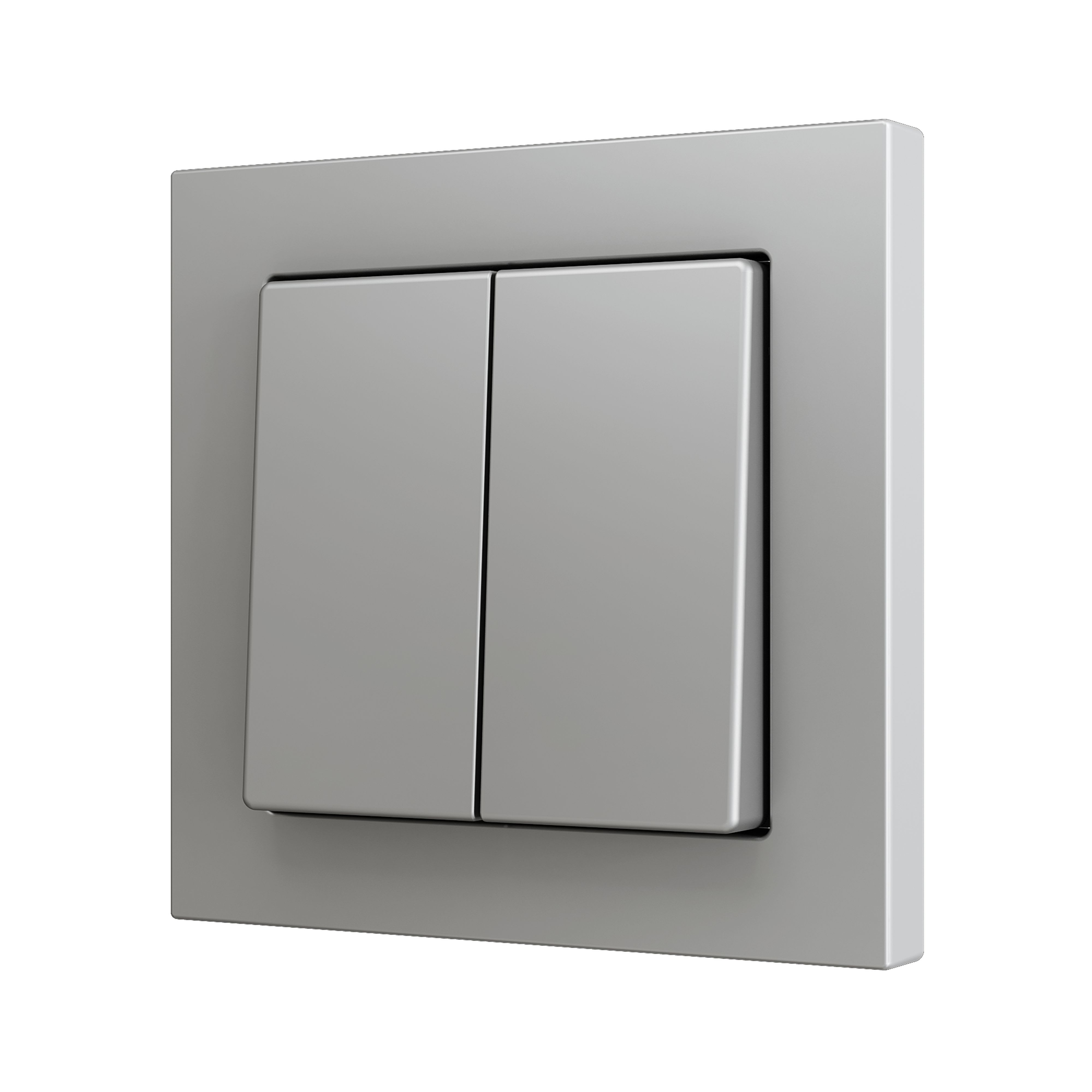 ZENNIO - ZS55. Bouton poussoir "Soft" double pour 2 entrées binaires 55 x 55 mm ? Argenté