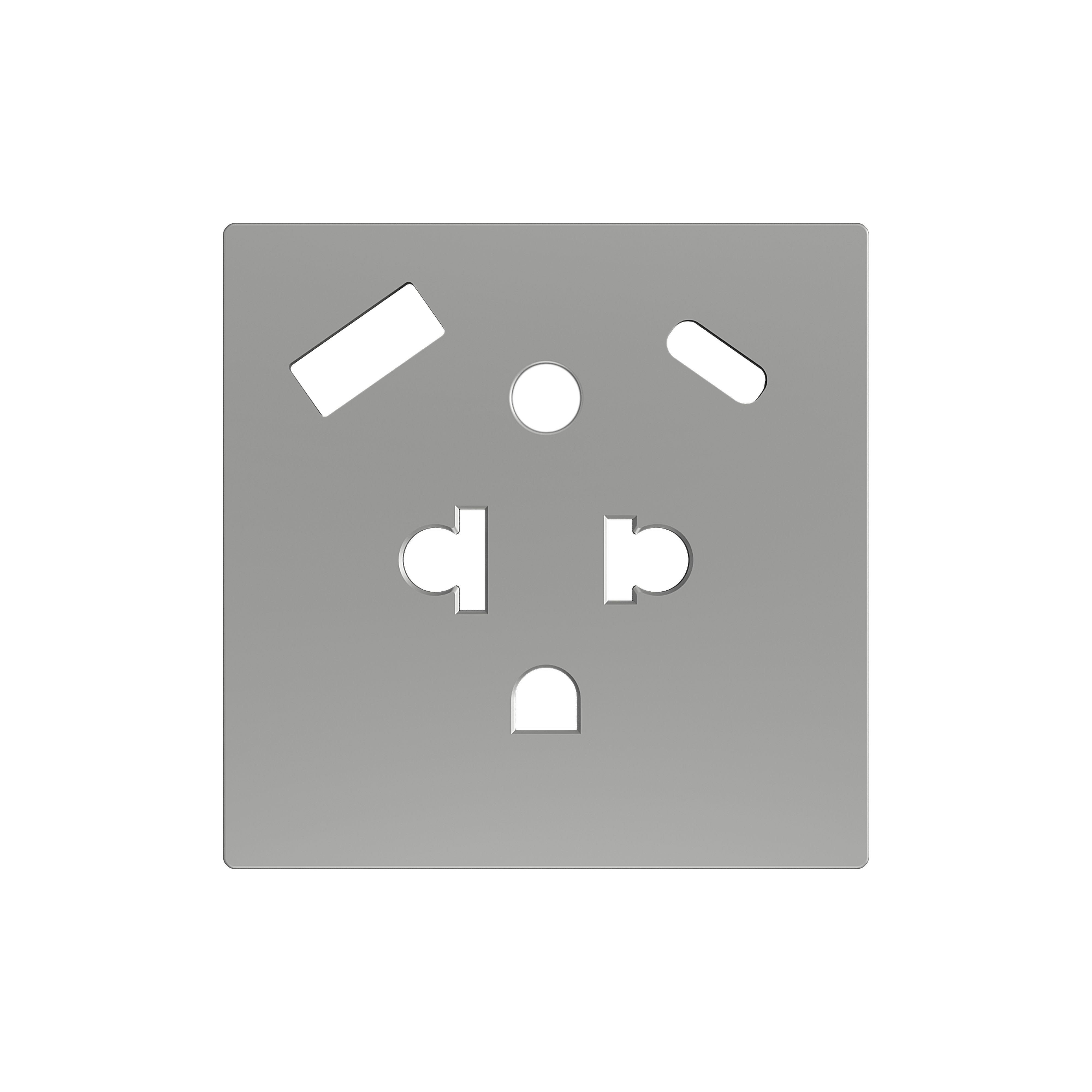 ZENNIO - ZS55. Euro-American socket cover with USB C and A 55x55 mm - Silver