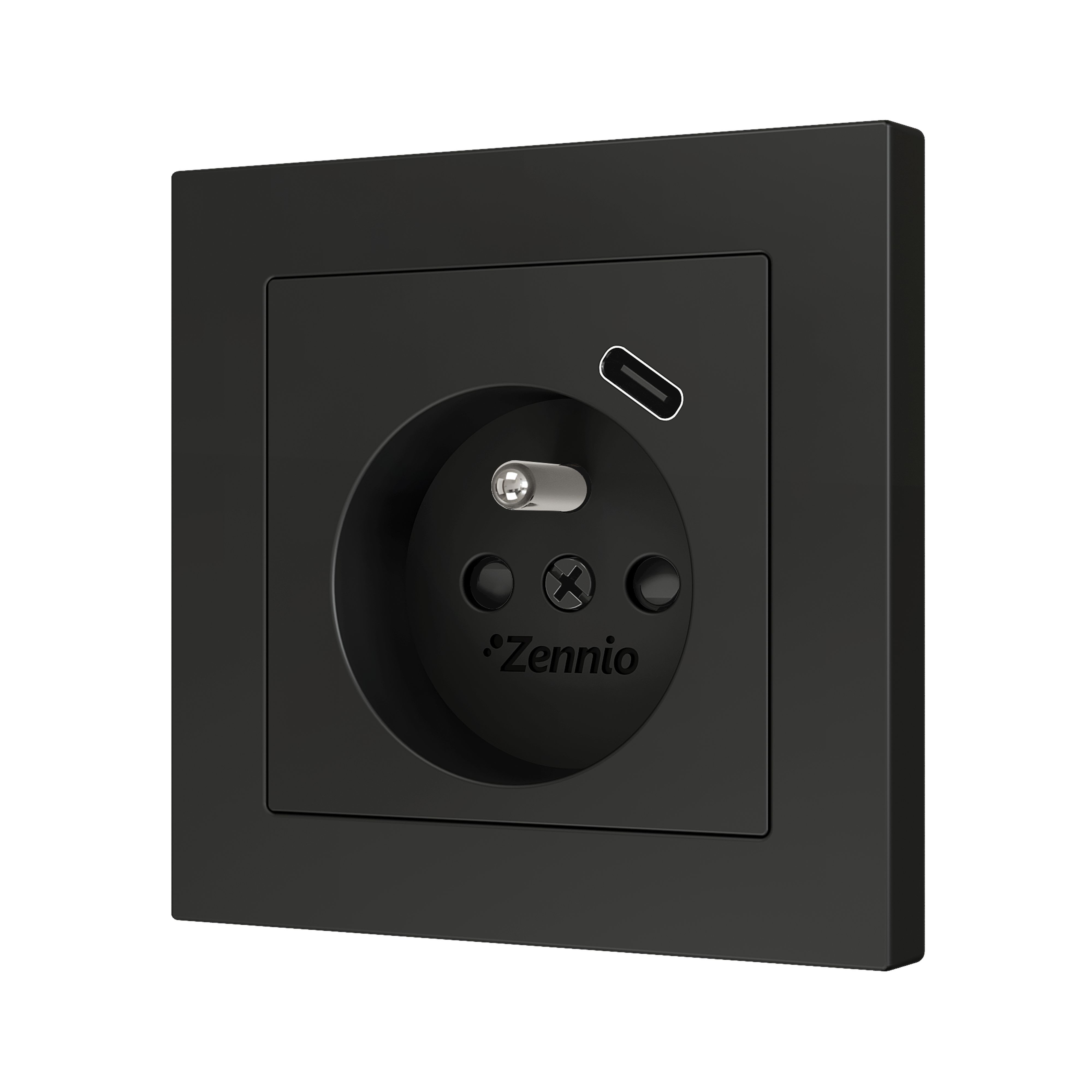 ZENNIO - ZS55. French socket cover with USB C 55x55 mm - Anthracite
