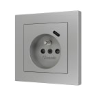 ZENNIO - ZS55. French socket cover with USB C 55x55 mm - Silver