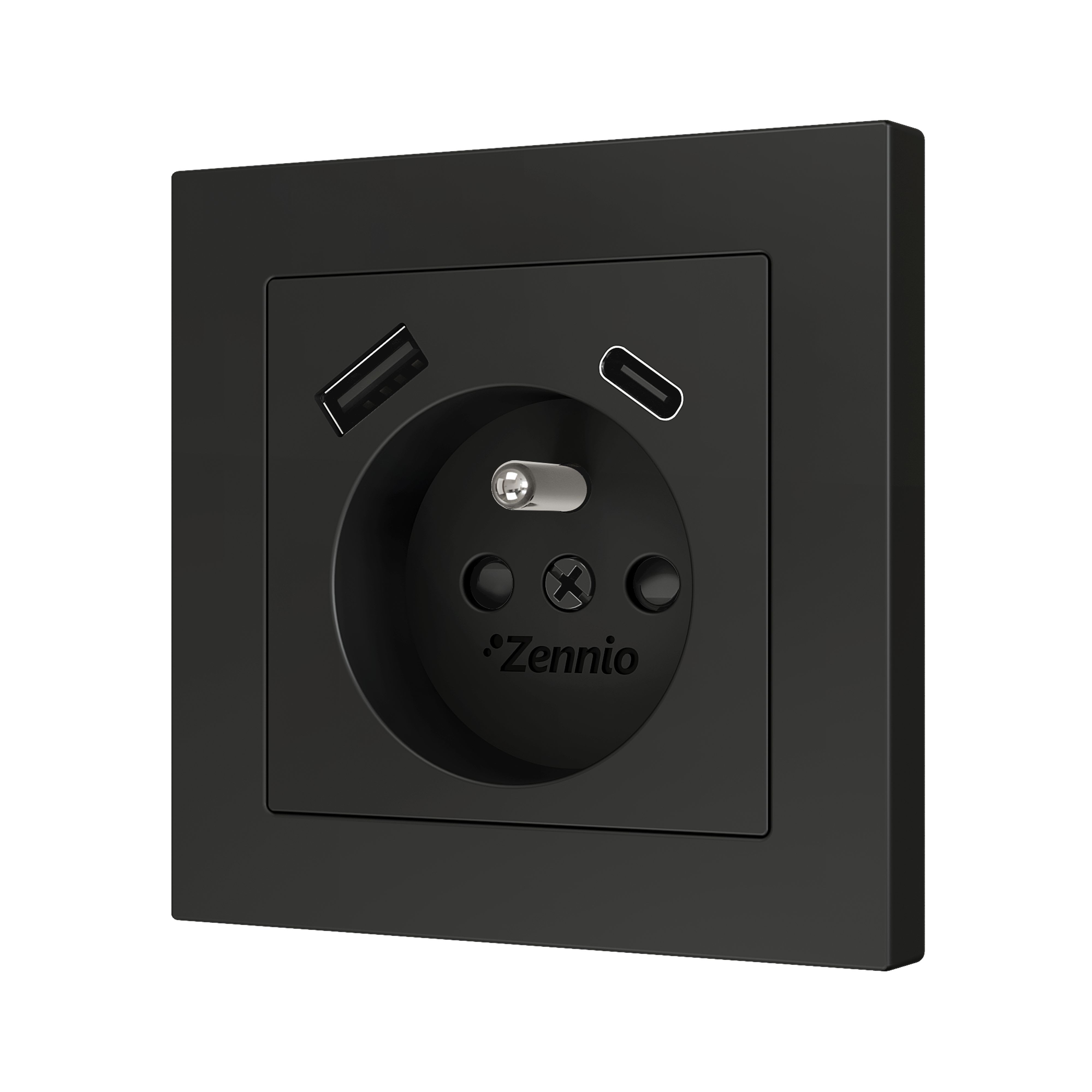 ZENNIO - ZS55. French socket cover with USB C and A 55x55 mm - Anthracite