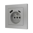 ZENNIO - ZS55. French socket cover with USB C and A 55x55 mm - Silver