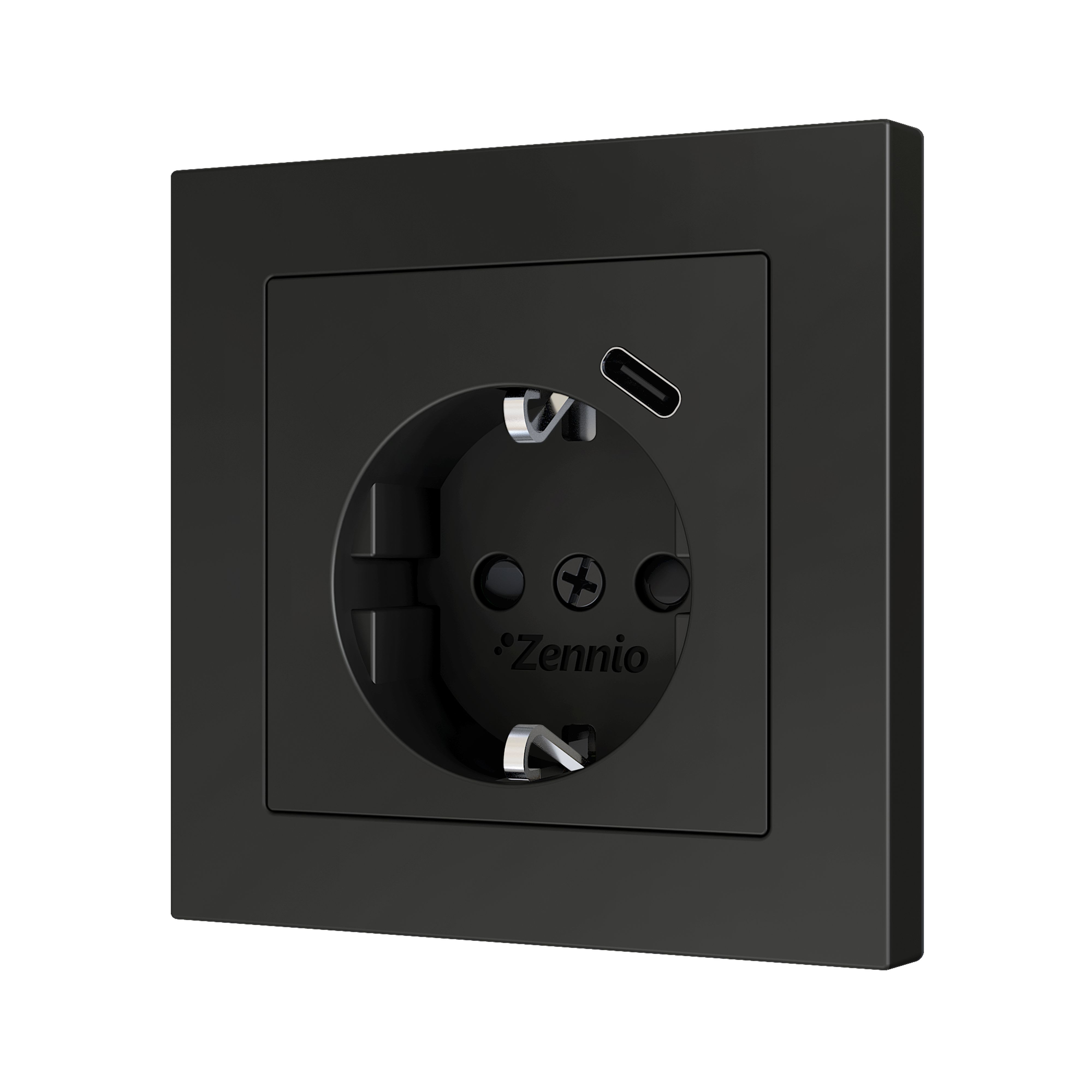 ZENNIO - ZS55. Schuko socket cover with USB C 55x55 mm - Anthracite