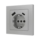 ZENNIO - ZS55. Schuko socket cover with USB C and A 55x55 mm - Silver