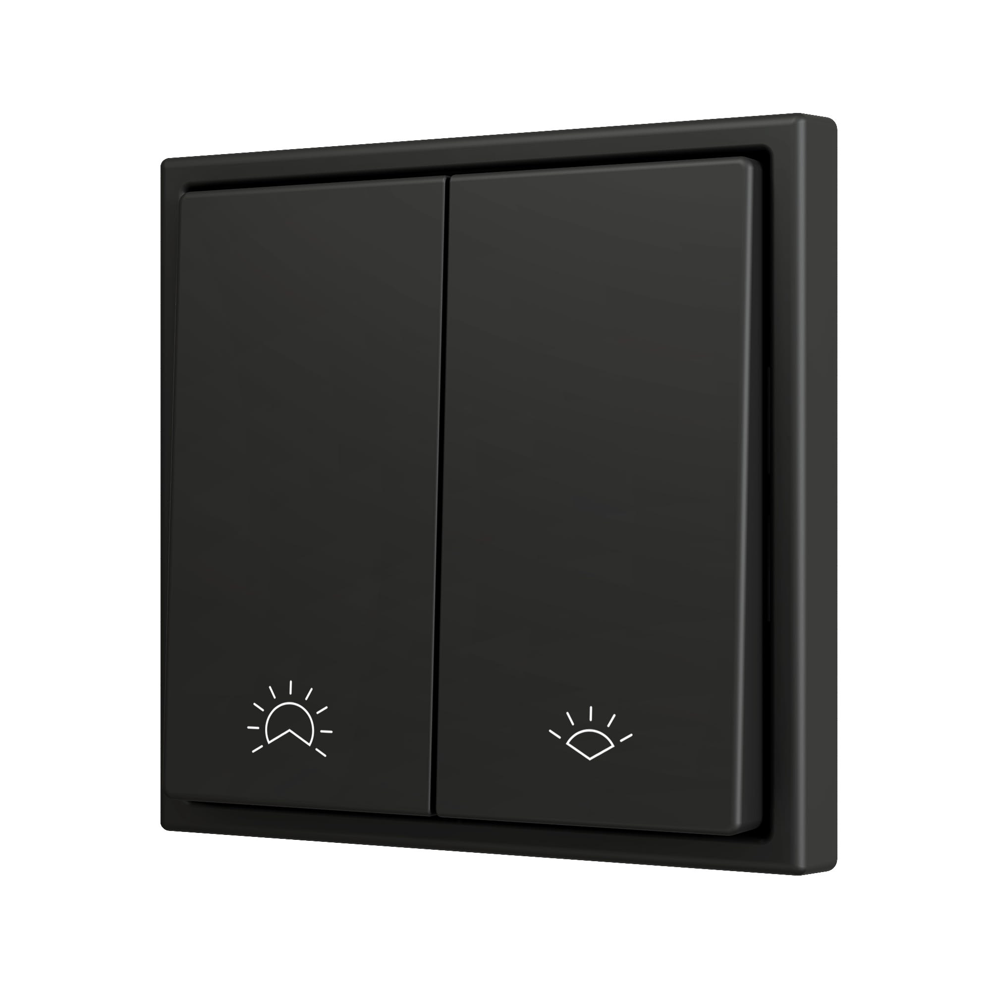 ZENNIO - ZS70. Bouton poussoir "Soft" double pour 2 entrées binaires 70 x 70 mm ? Anth...