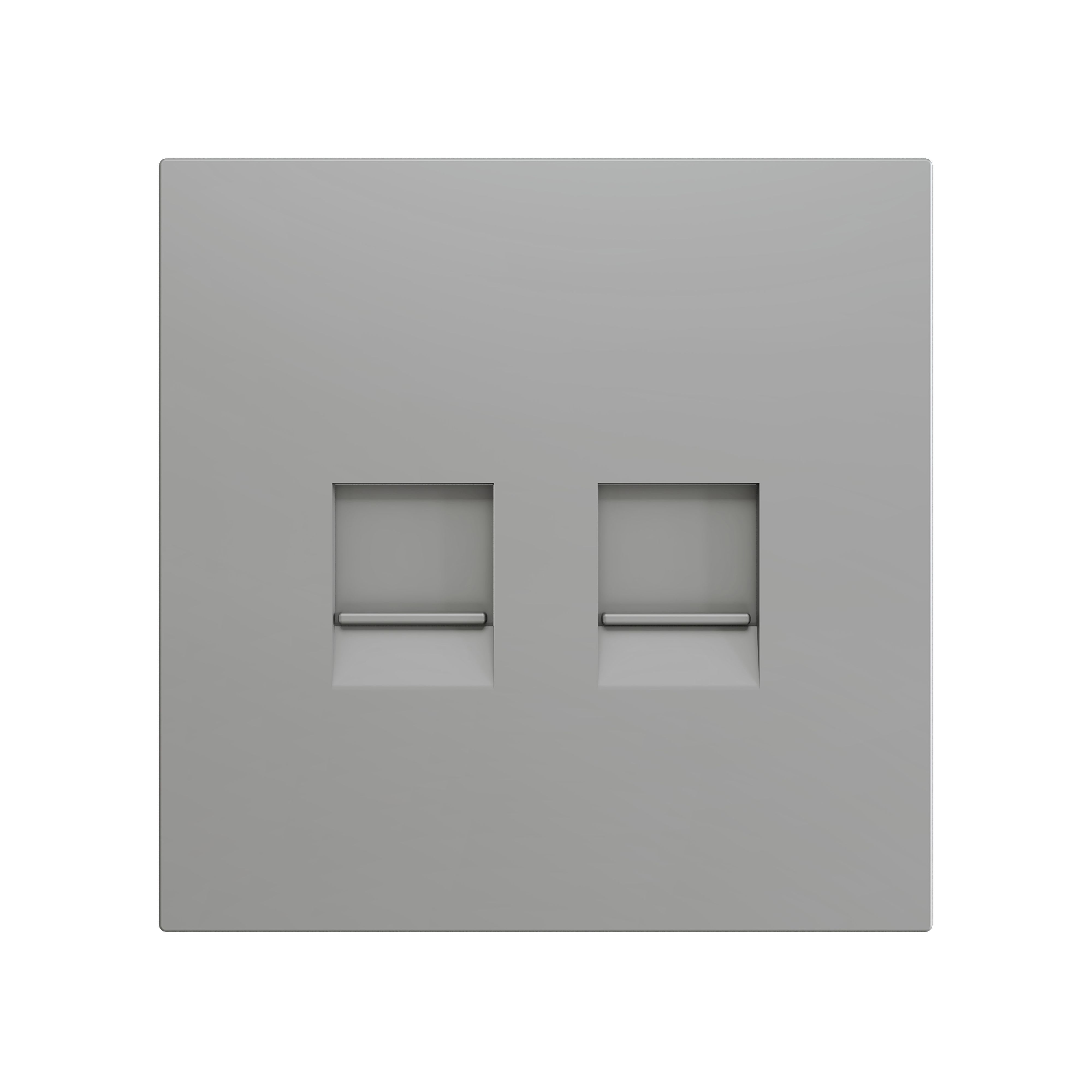 ZENNIO - ZS70. Cover plate for RJ45 connector 70x70 mm - 2 inserts - Silver