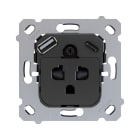 ZENNIO - ZS55/ZS70. Base de prise euro-américain avec USB C et A - sans obturateurs (s...