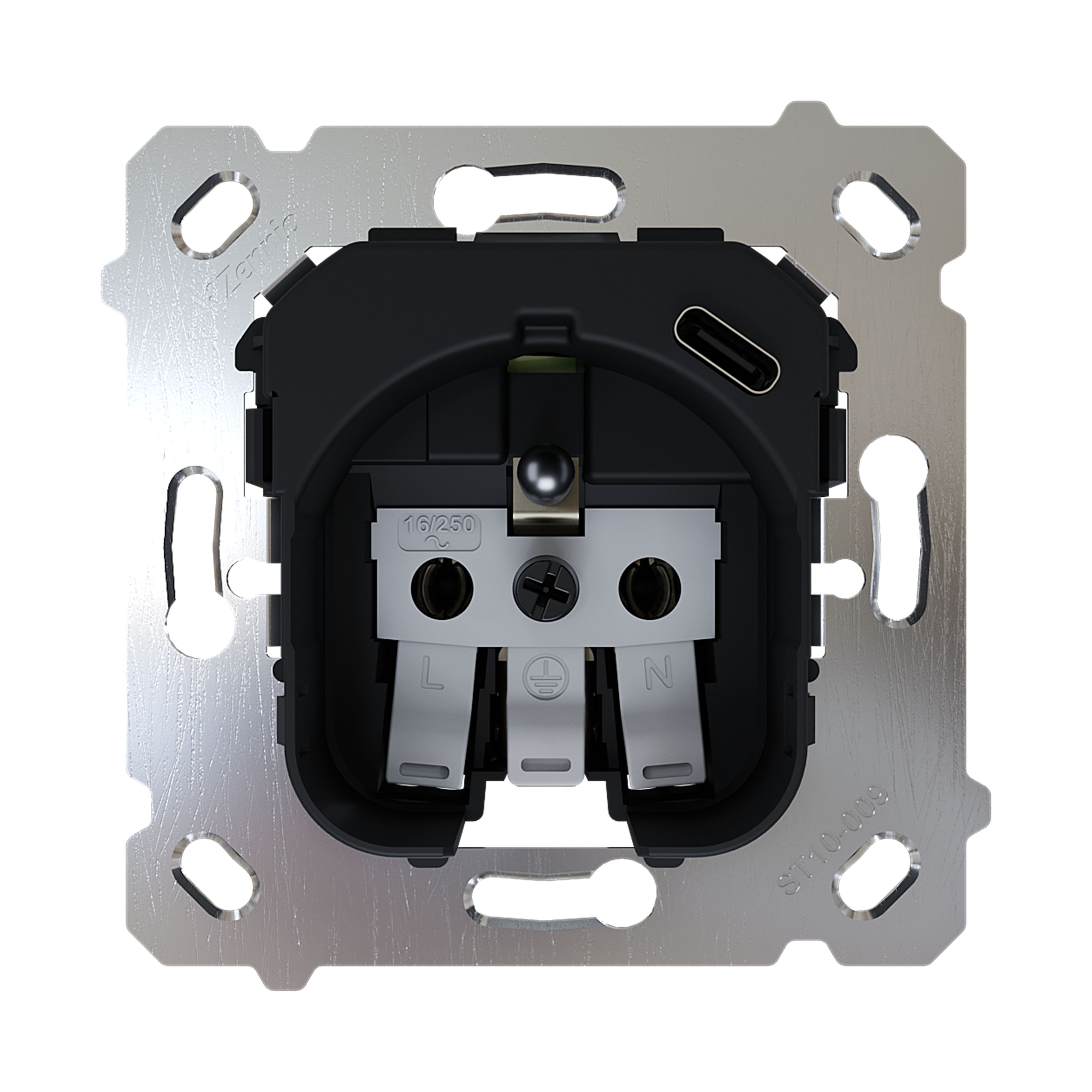ZENNIO - ZS55/ZS70. French socket insert 16 A / 250 V ~ with USB C - (without cover)