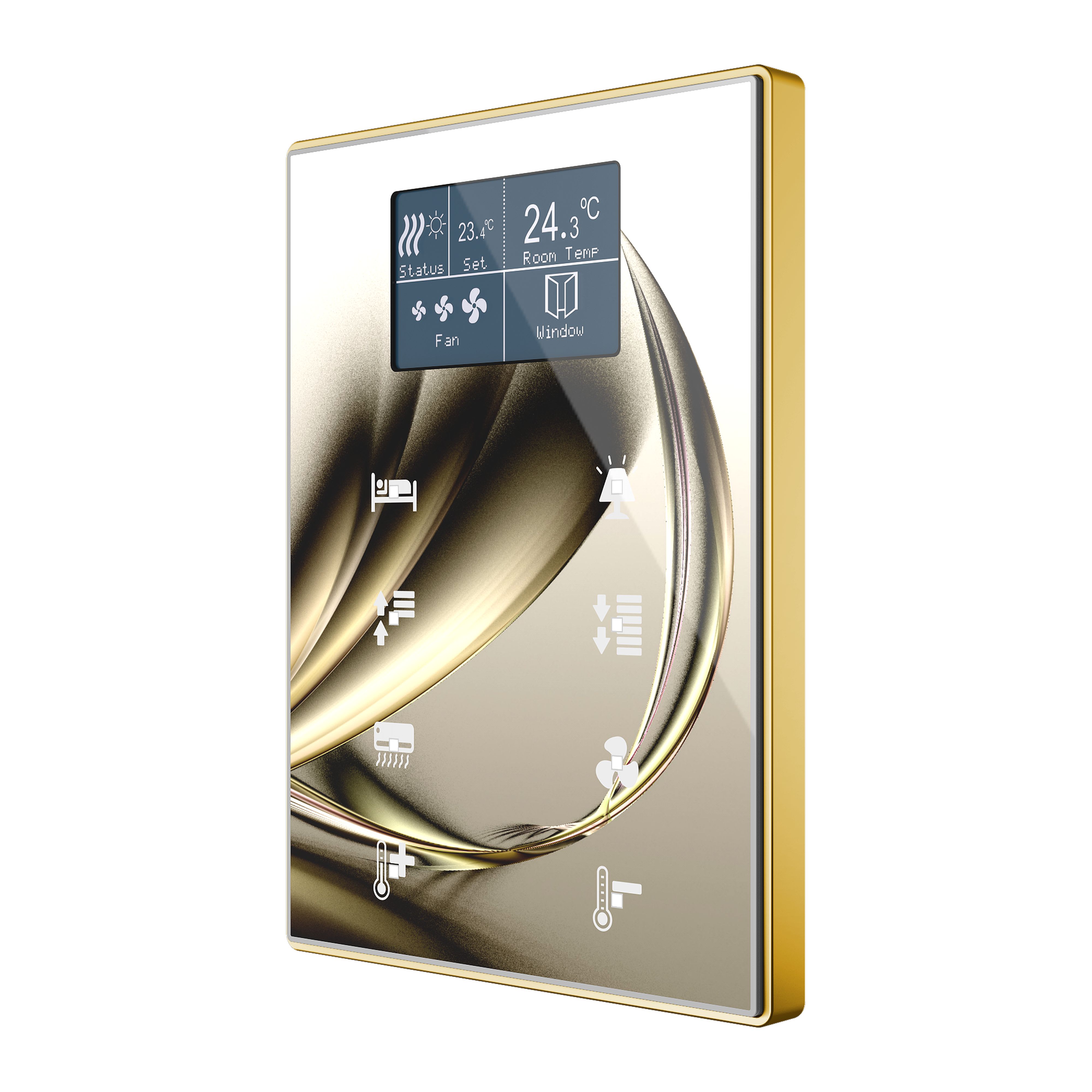 ZENNIO - Interrupteur capacitif de 8 boutons et display (modèle ONE). Cadre doré - Per...