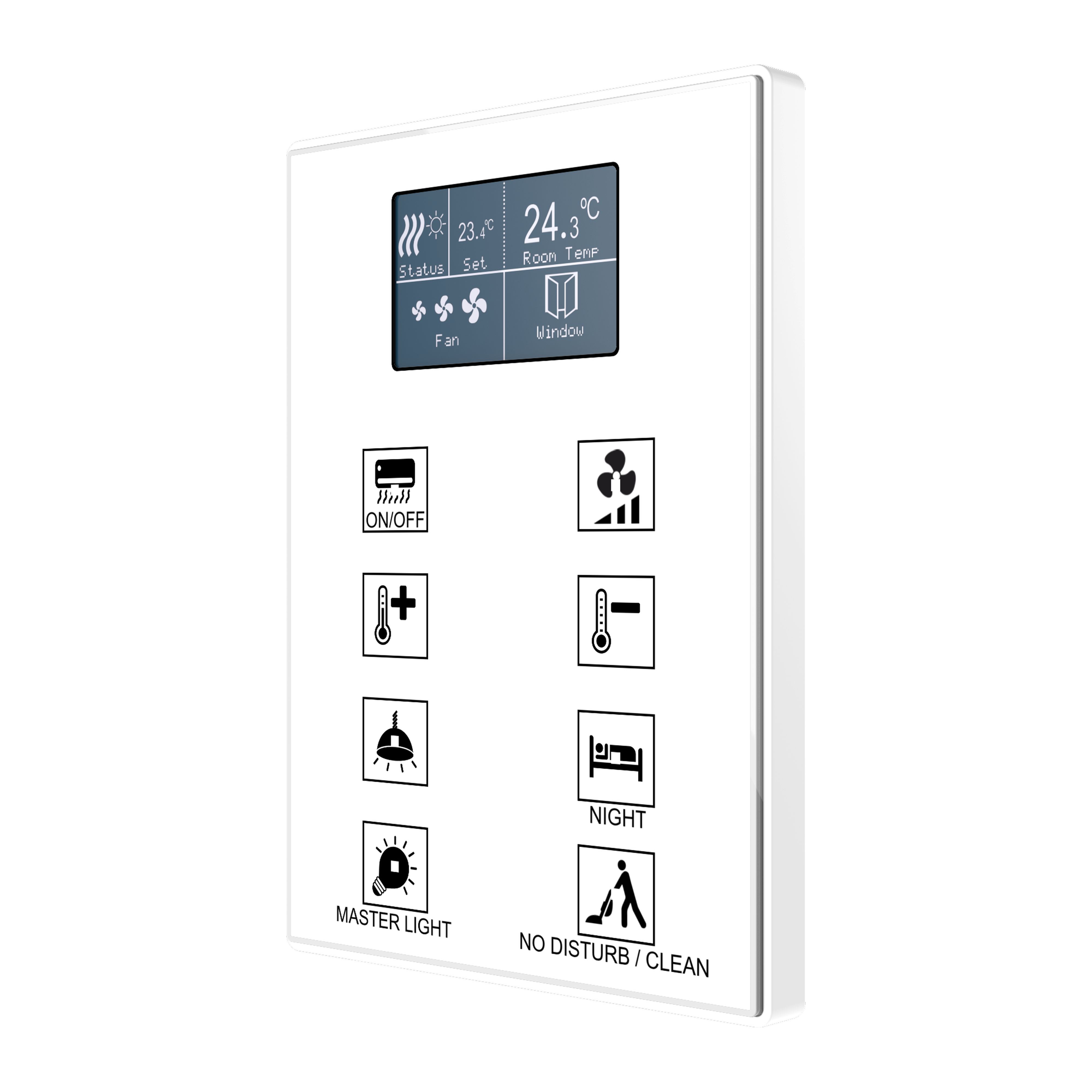 ZENNIO - Capacitive touch panel with 8 buttons and display with thermostat. PC-ABS fra...