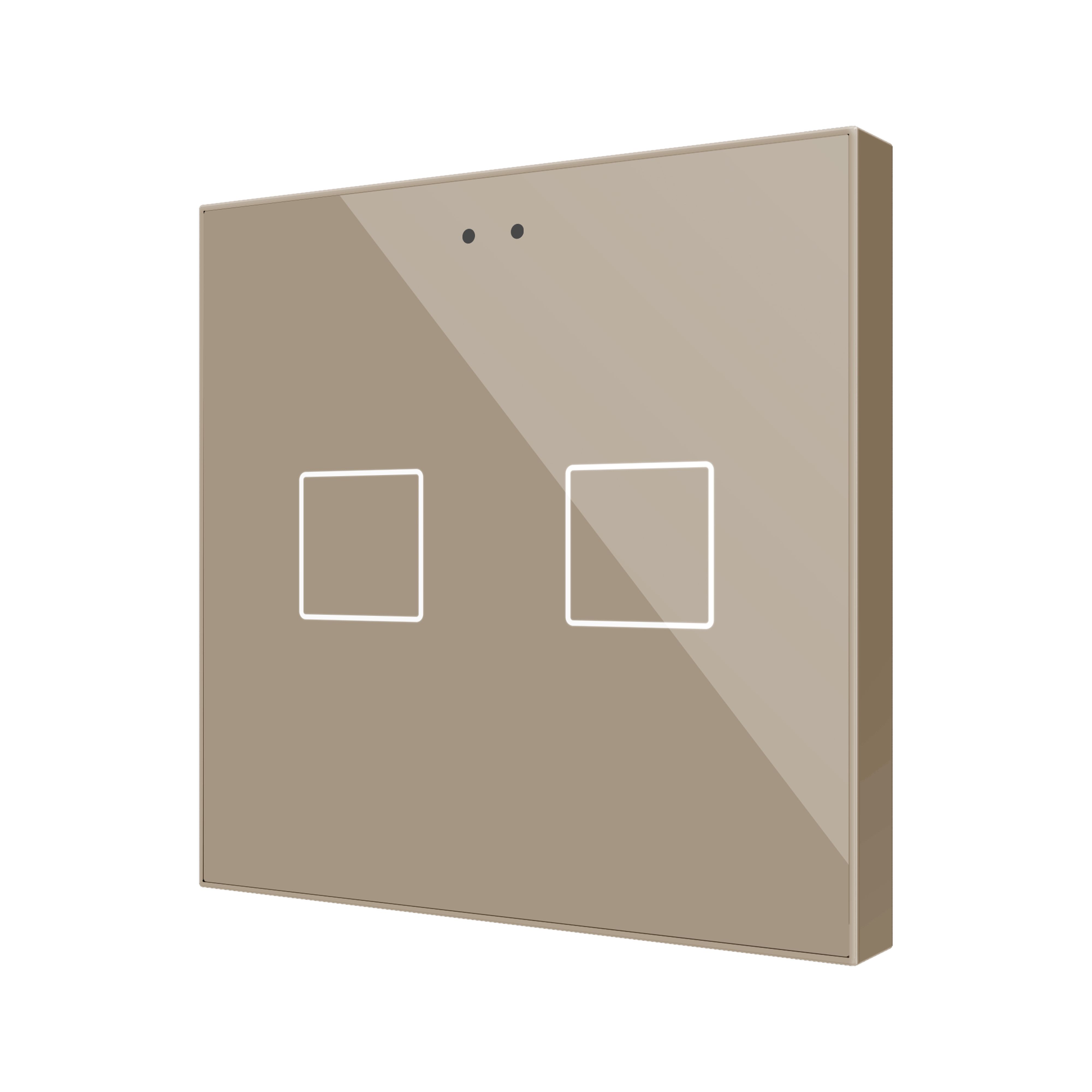 ZENNIO - Flat 2 v2. Interrupteur capacitif en verre - 2 boutons- Champagne