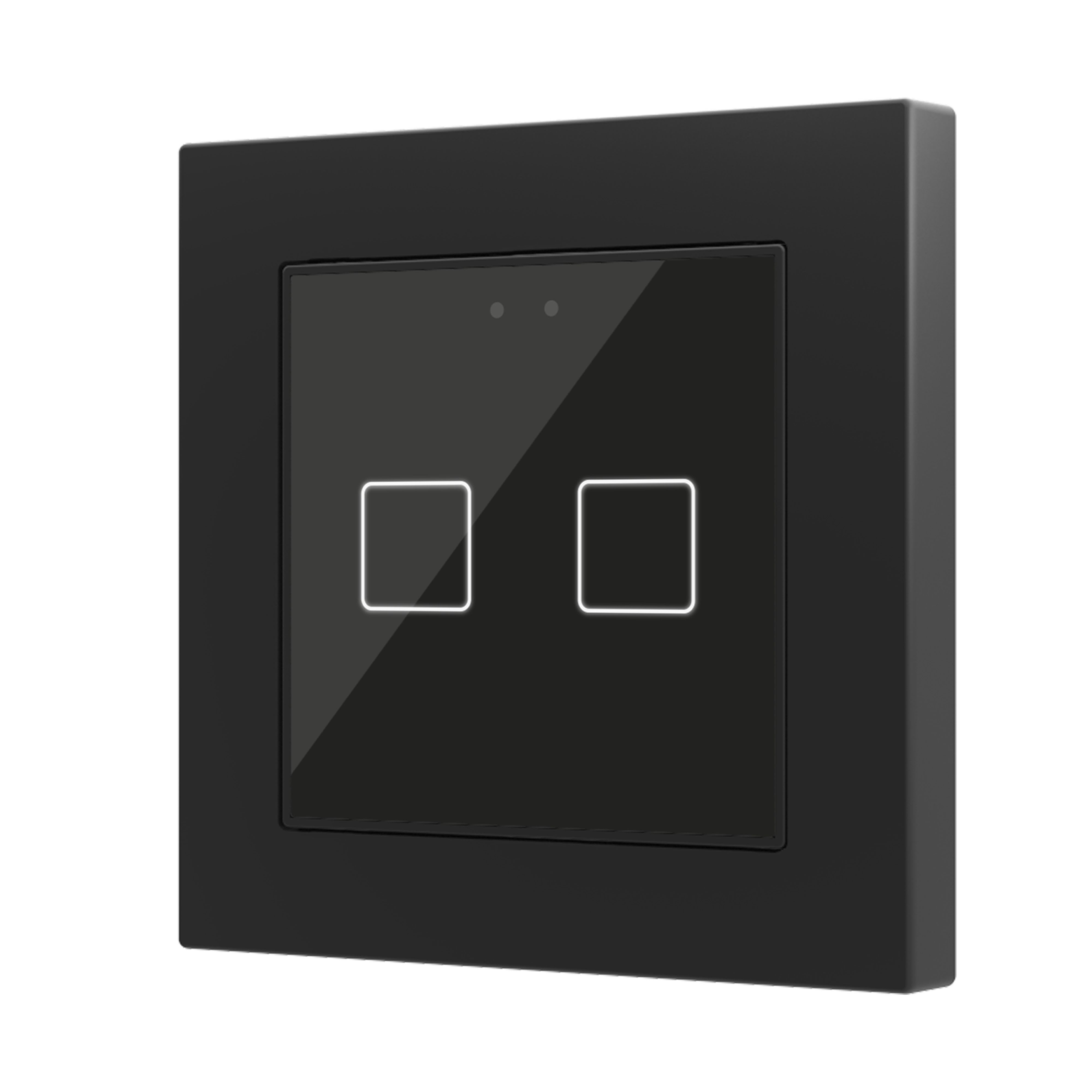 ZENNIO - Flat 55 X2 v2. Interrupteur capacitif en verre 55 x 55 ? 2 boutons - Anthraci...