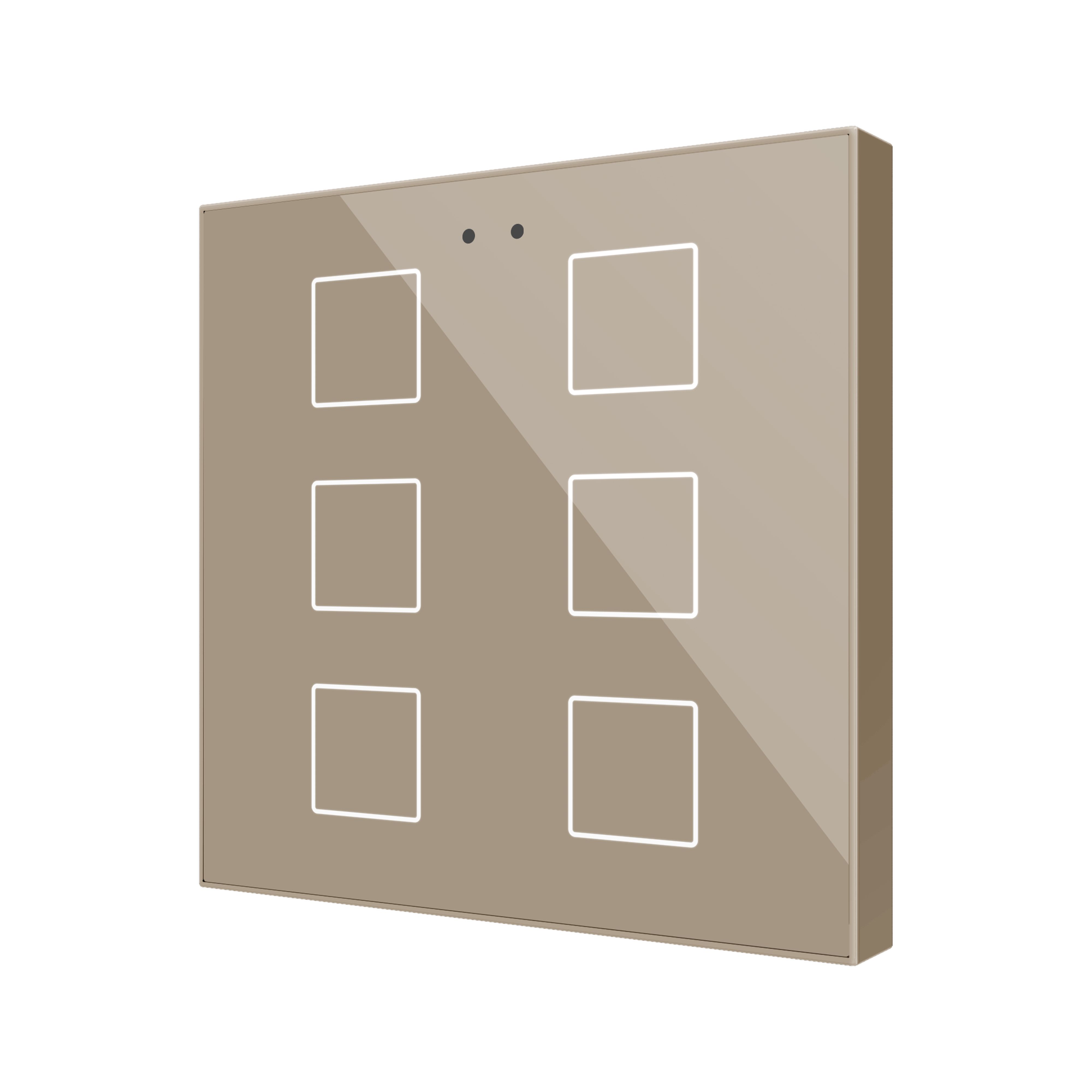 ZENNIO - Flat 6 v2. Interrupteur capacitif en verre - 6 boutons - Champagne