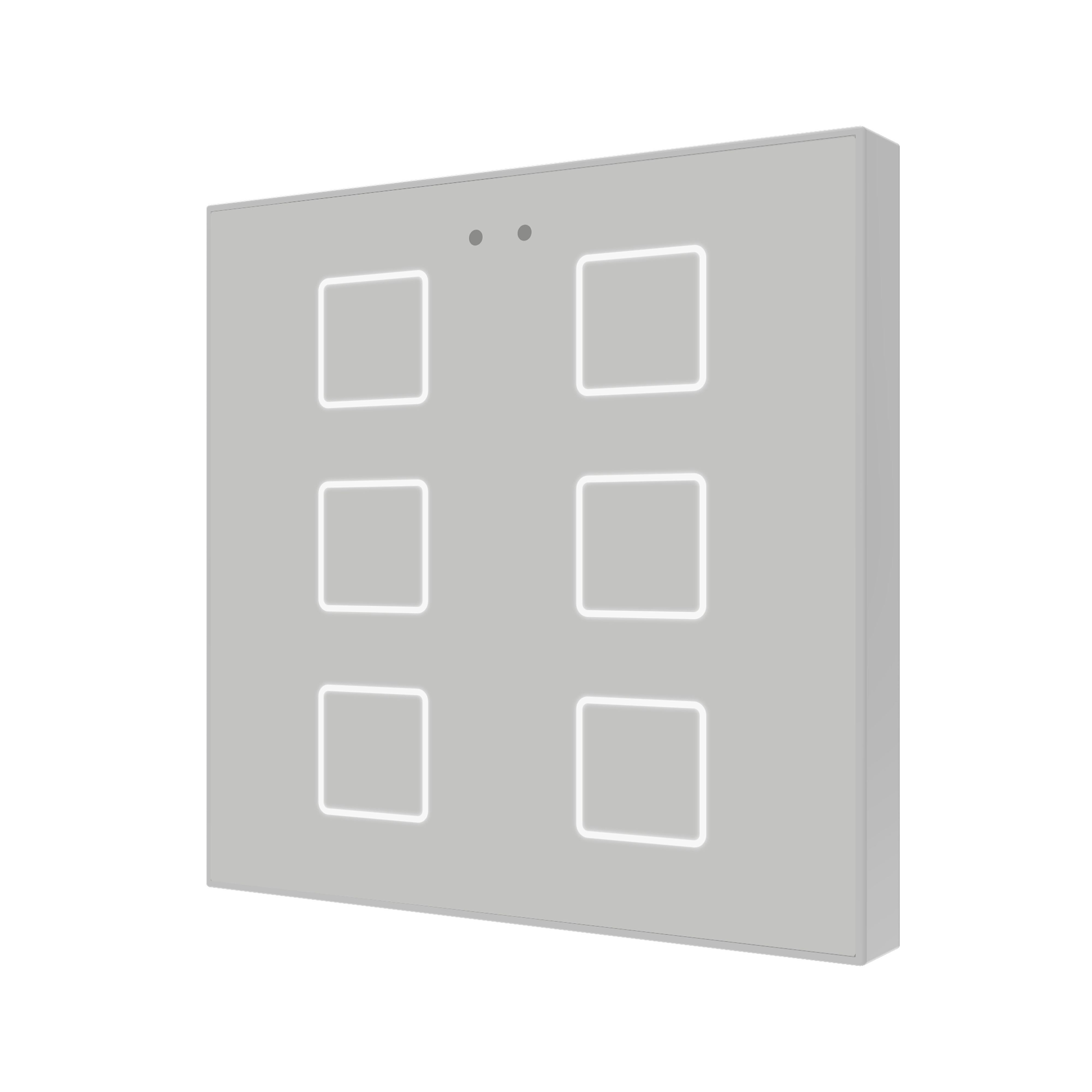 ZENNIO - Flat 6 v2. Interrupteur capacitif en verre - 6 boutons - Argent