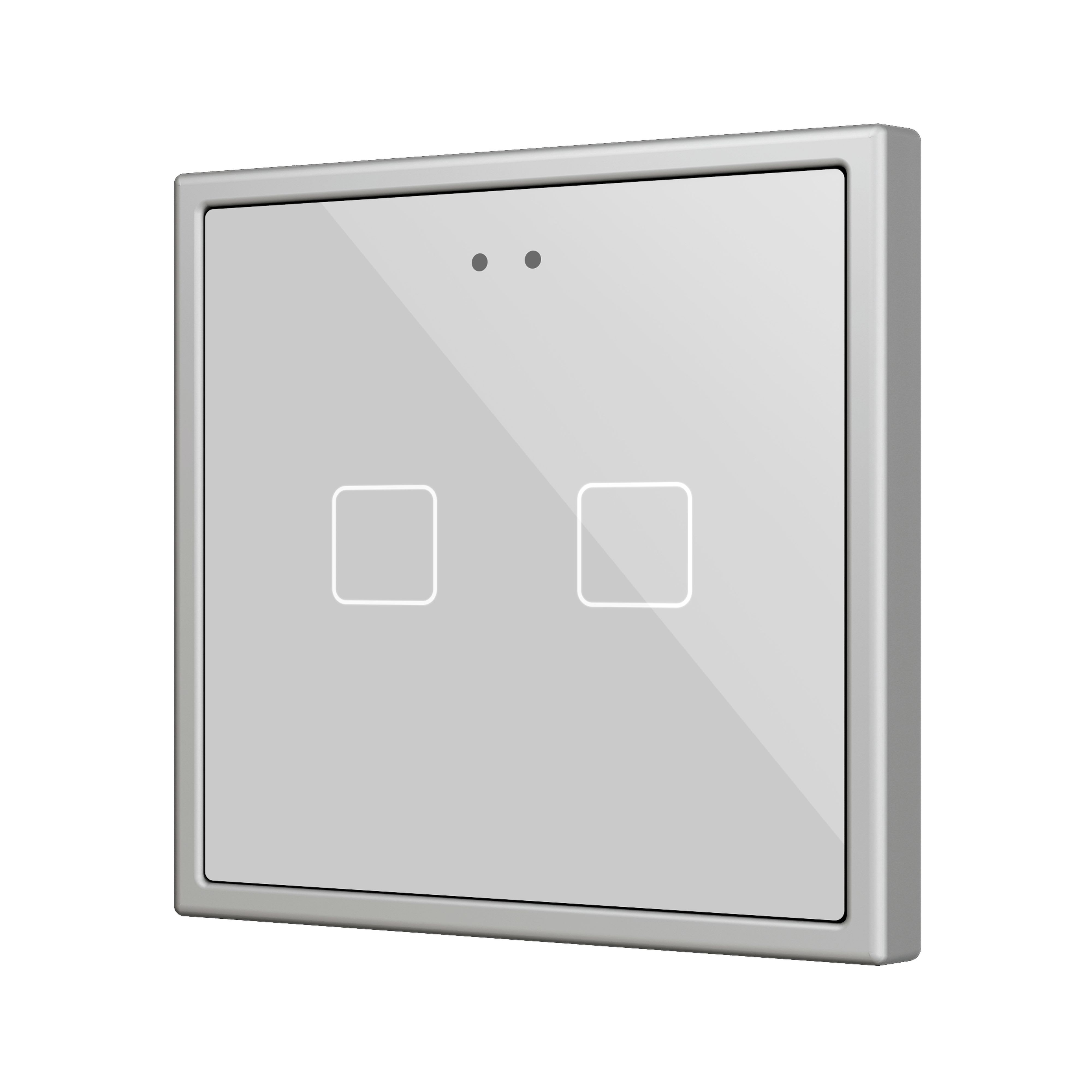 ZENNIO - Flat 70 X2. Interrupteur capacitif en verre 70x70 ? 2 boutons - Argent (cadre...