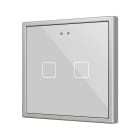 ZENNIO - Flat 70 X2. Interrupteur capacitif en verre 70x70 ? 2 boutons - Argent (cadre...