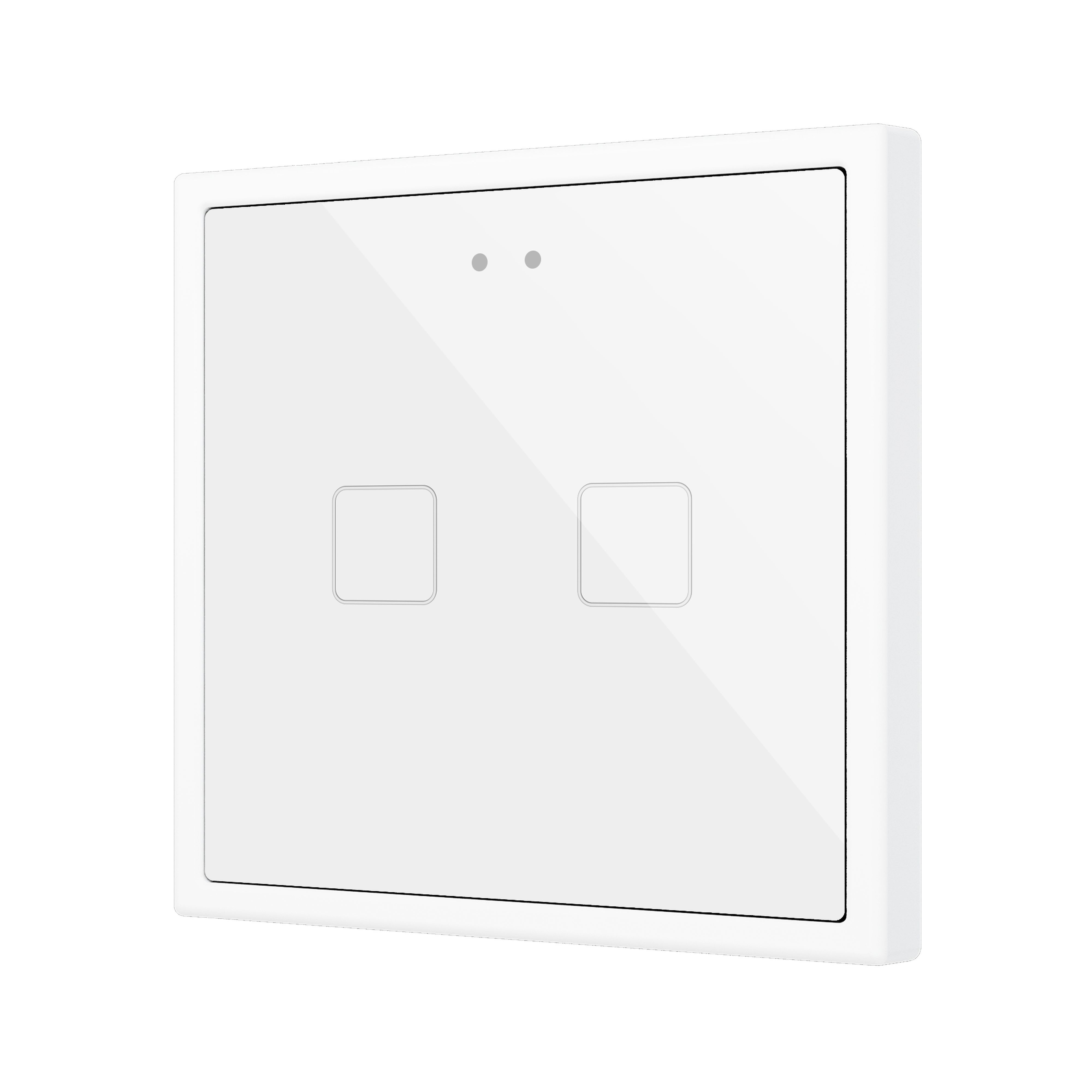 ZENNIO - Flat 70 X2. Interrupteur capacitif en verre 70x70 ? 2 boutons - Blanc (cadre ...