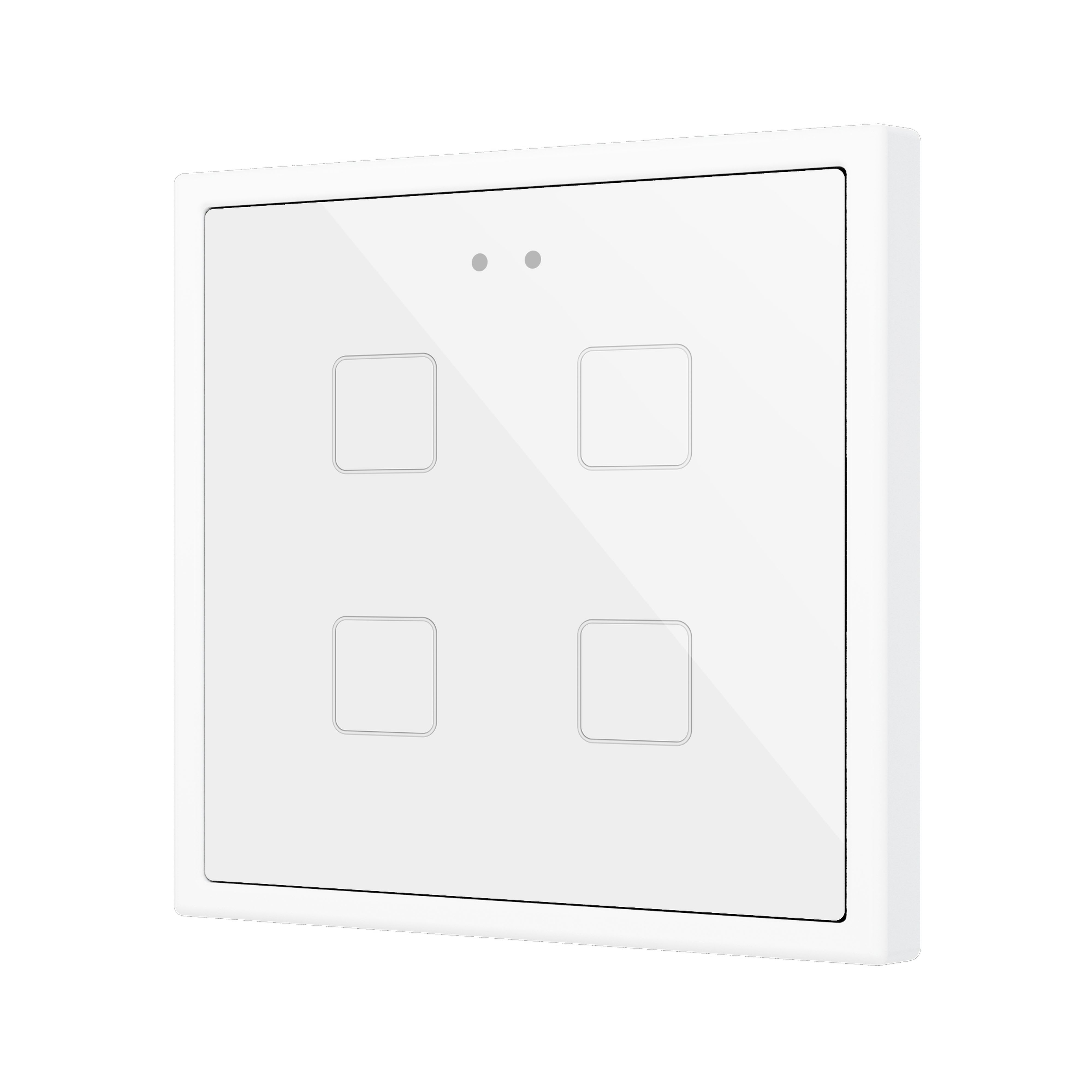 ZENNIO - Flat 70 X4. Interrupteur capacitif en verre 70x70 ? 4 boutons - Blanc (cadre ...