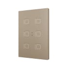 ZENNIO - Tecla XL X6. Interrupteur capacitif en polycarbonate ? 6 boutons - Champagne