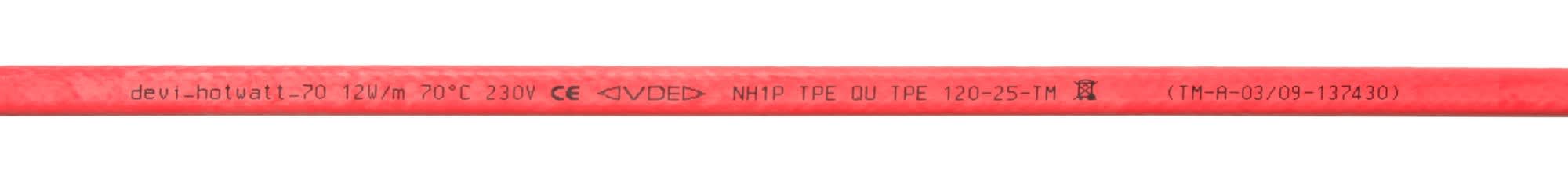 Danfoss - DEVIhotwatt 70 (B), rouge, touret de 300m, 230V, Puissance de 12W/m à 70°C, IPX7