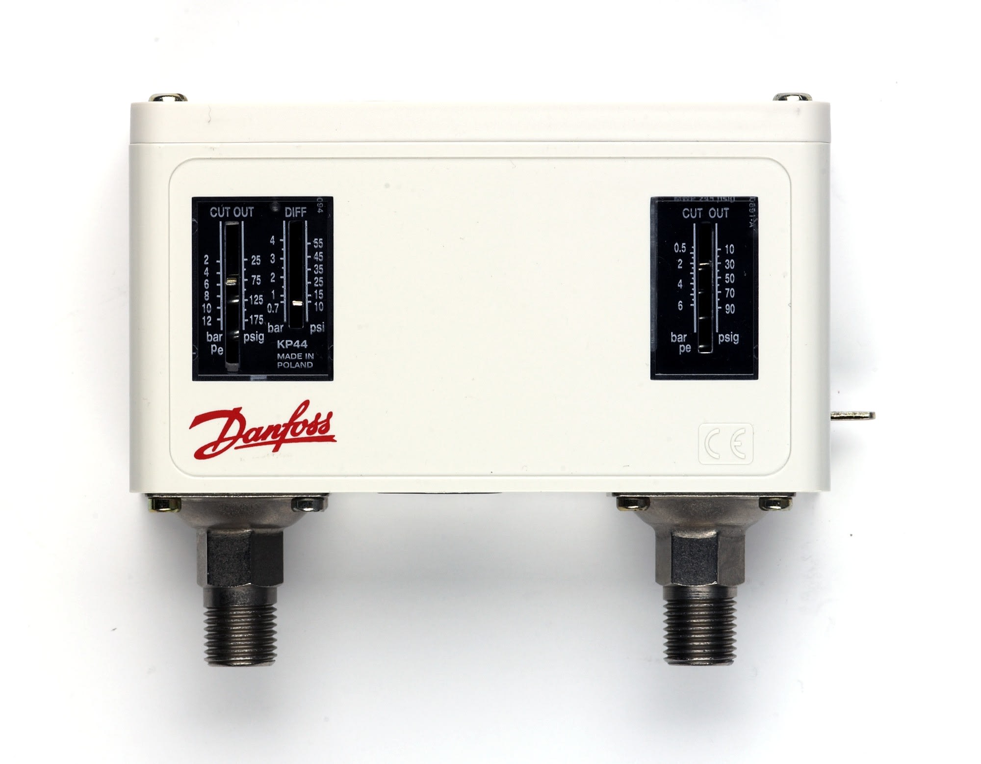 Danfoss - Pressostat, KP44 Press de rég du côté gauche: 2.00 - 12.00, Régulation côté droi