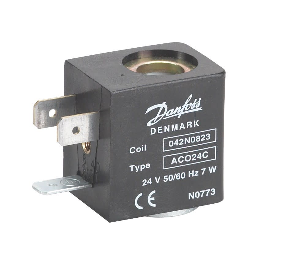 Danfoss - Bobine d'électrovanne, AC024C, Cosse DIN, 24 V Racc. Élect.: Cosse DIN, Tension
