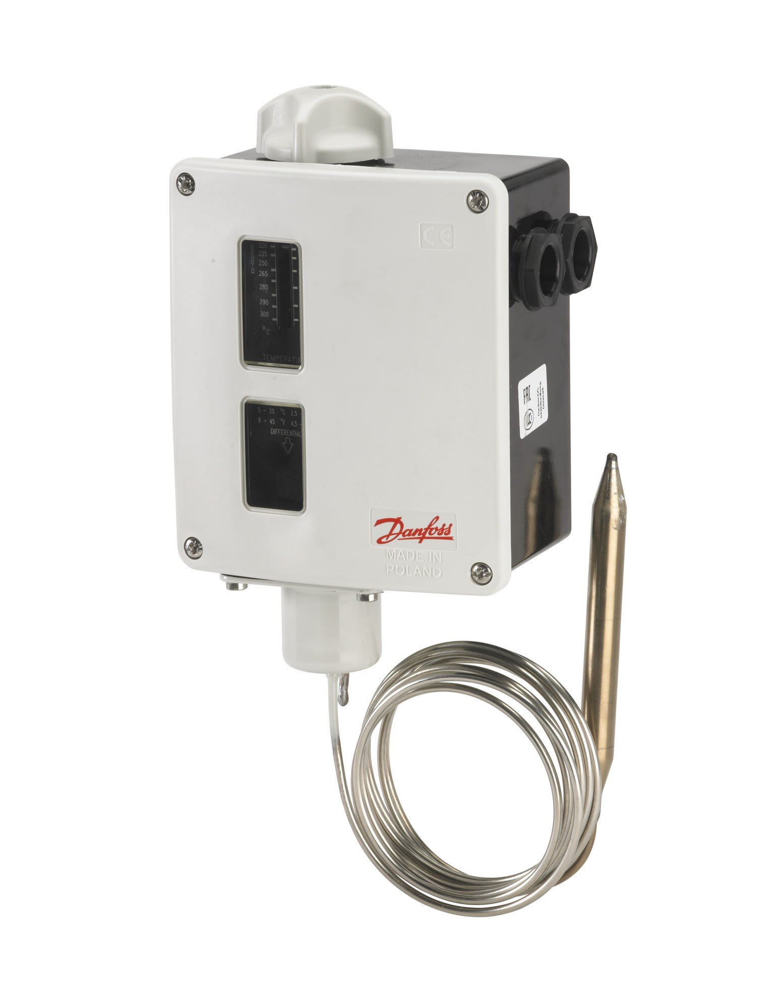 Danfoss - Thermostat, RT124 Plage de températures [°C]: 200 - 300, Réarmement: Manuel max.
