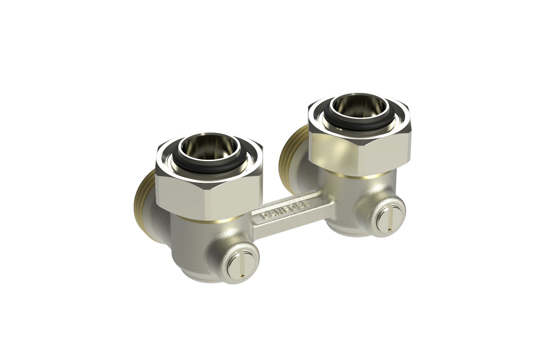 Danfoss - RLV-KB répartiteur 3/4 équerre, arrivée par le mur Entraxe : 50 + 1,5 mm Pmax :