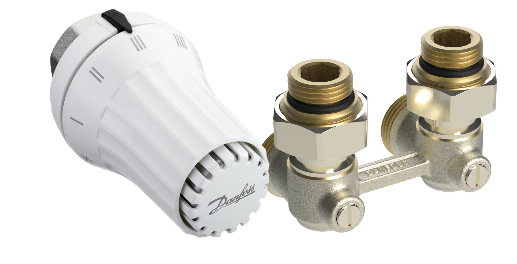Danfoss - Kit RAE-K + RLV+KS equerre DN 15 pour radiateur avec robinetterie intégrée M30x1