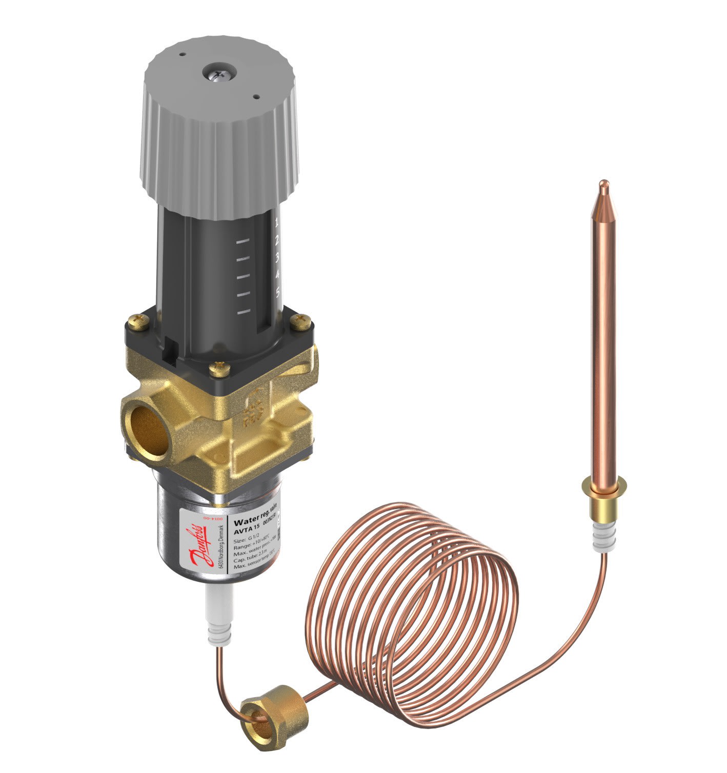 Danfoss - Vanne à eau thermostatique, AVTA 15, G, 1/2 Matériau du corps: Laiton, Configura