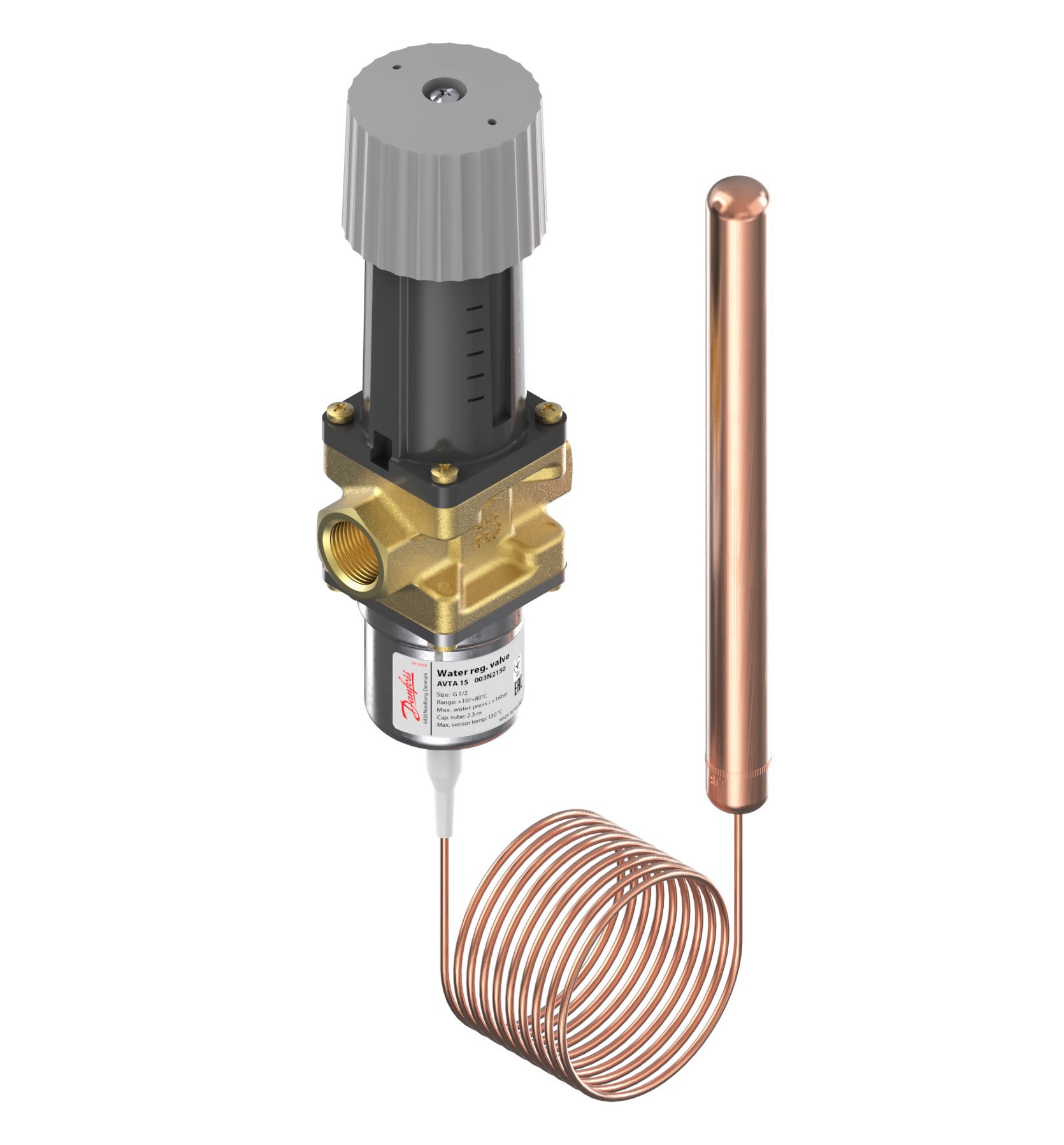 Danfoss - Vanne à eau thermostatique, AVTA 15, G, 1/2 Matériau du corps: Laiton, Configura