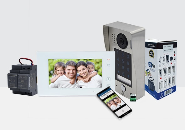 Gates France - KIT 7' BLANC DESIGN WIFI MeMOIRE + CAMERA SAILLIE + CLAVIER TACTILE