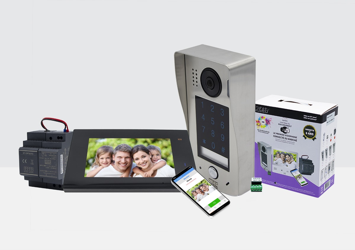 Gates France - KIT 7' NOIR DESIGN WIFI MeMOIRE + CAMERA SAILLIE + CLAVIER TACTILE