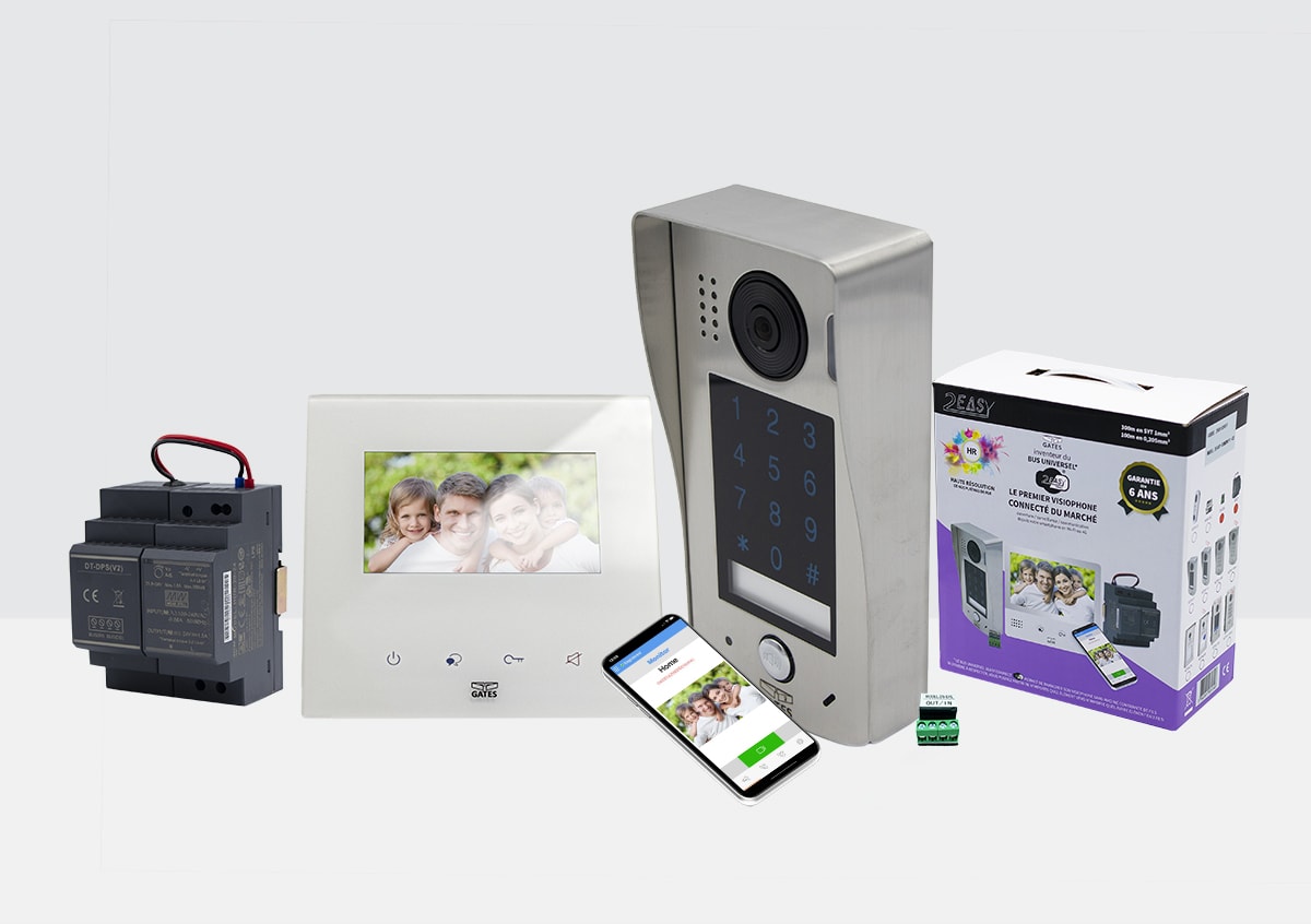 Gates France - KIT 4,3' BLANC DESIGN WIFI MeMOIRE + CAMERA SAILLIE + CLAVIER TACTILE