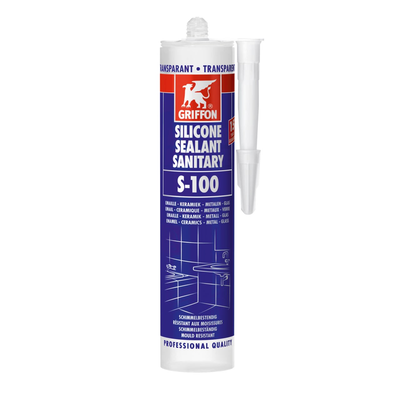 Griffon - S-100 mastic silicone sanitaire translucide base acétique cart 300 ML