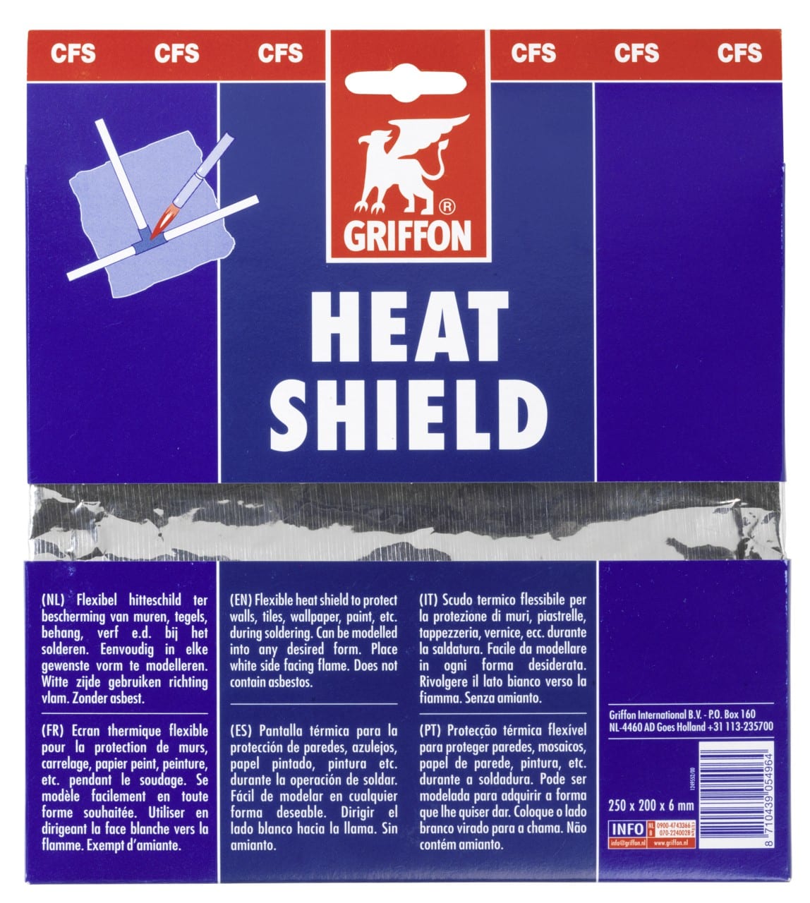 Griffon - Bouclier thermique souple 25 cm x 19 cm pour la protection pendant le soudage