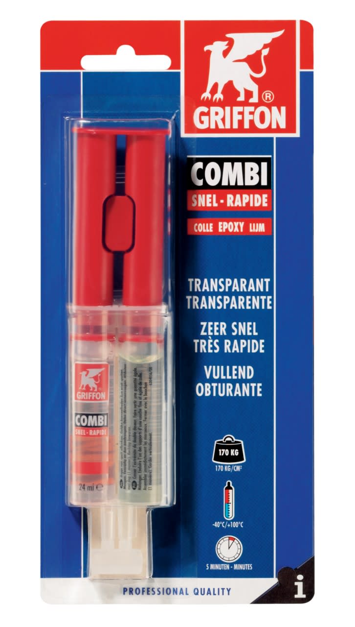 Griffon - Combi Rapide double doseur - colle époxy transparente à 2 composants - 24 ML