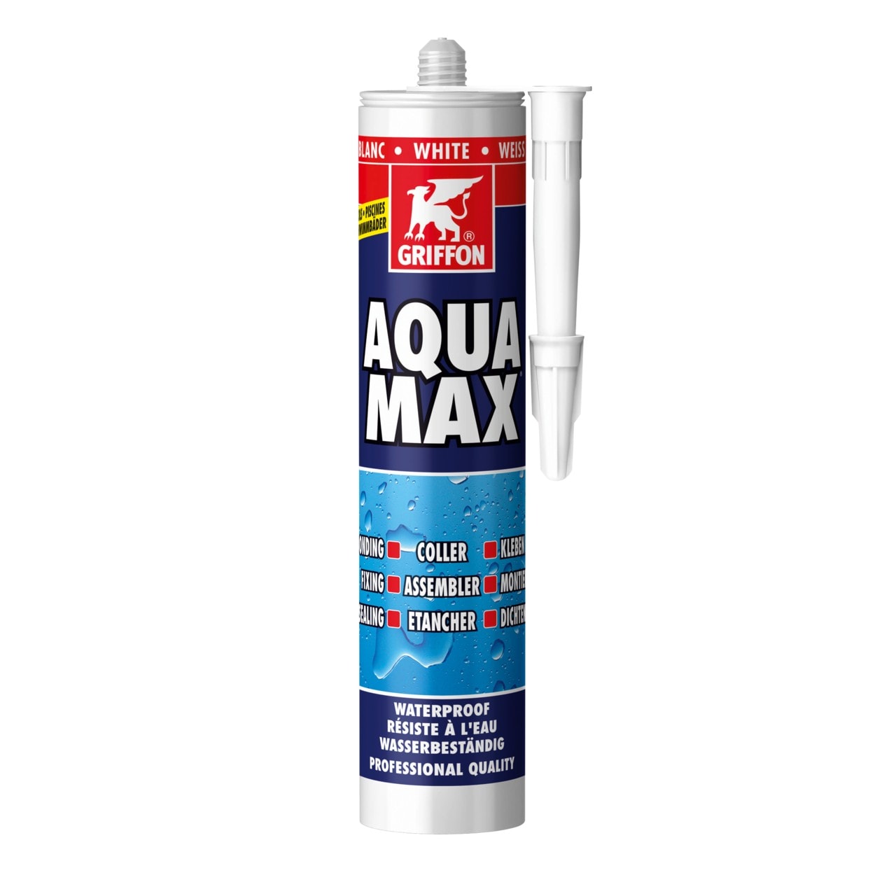 Griffon - Aqua Max mastic-colle blanc spécial piscine - cartouche 425 G