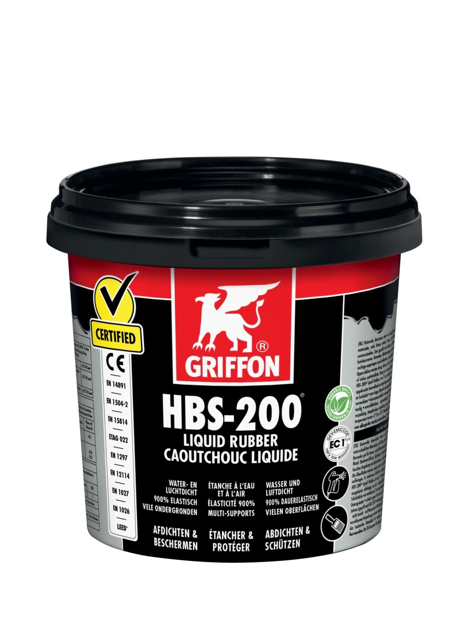 Griffon - HBS-200 Caoutchouc liquide pot 1L - Etancheifier les surfaces a l'eau et a l'air
