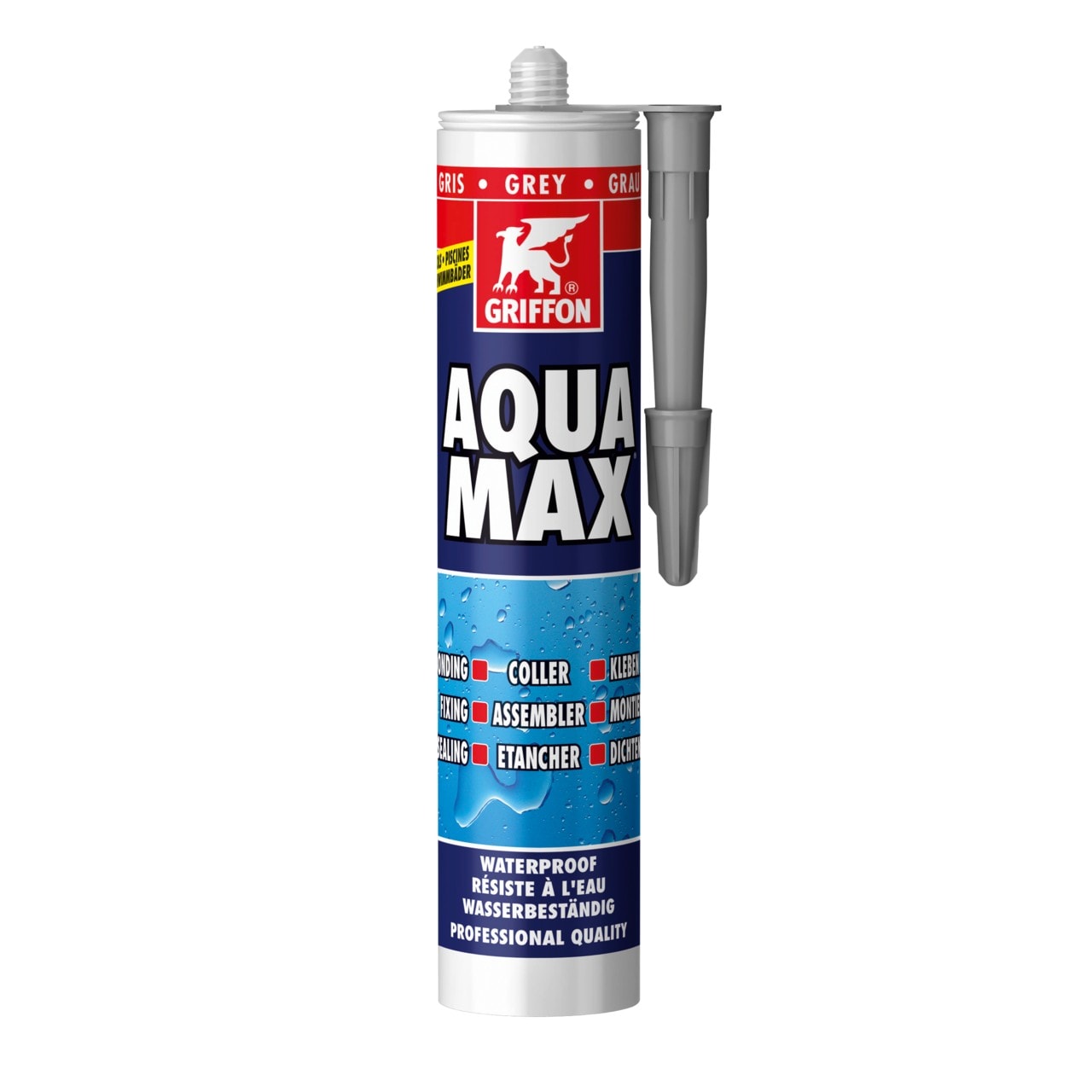 Griffon - Aqua Max mastic-colle gris spécial piscine - cartouche 425 G