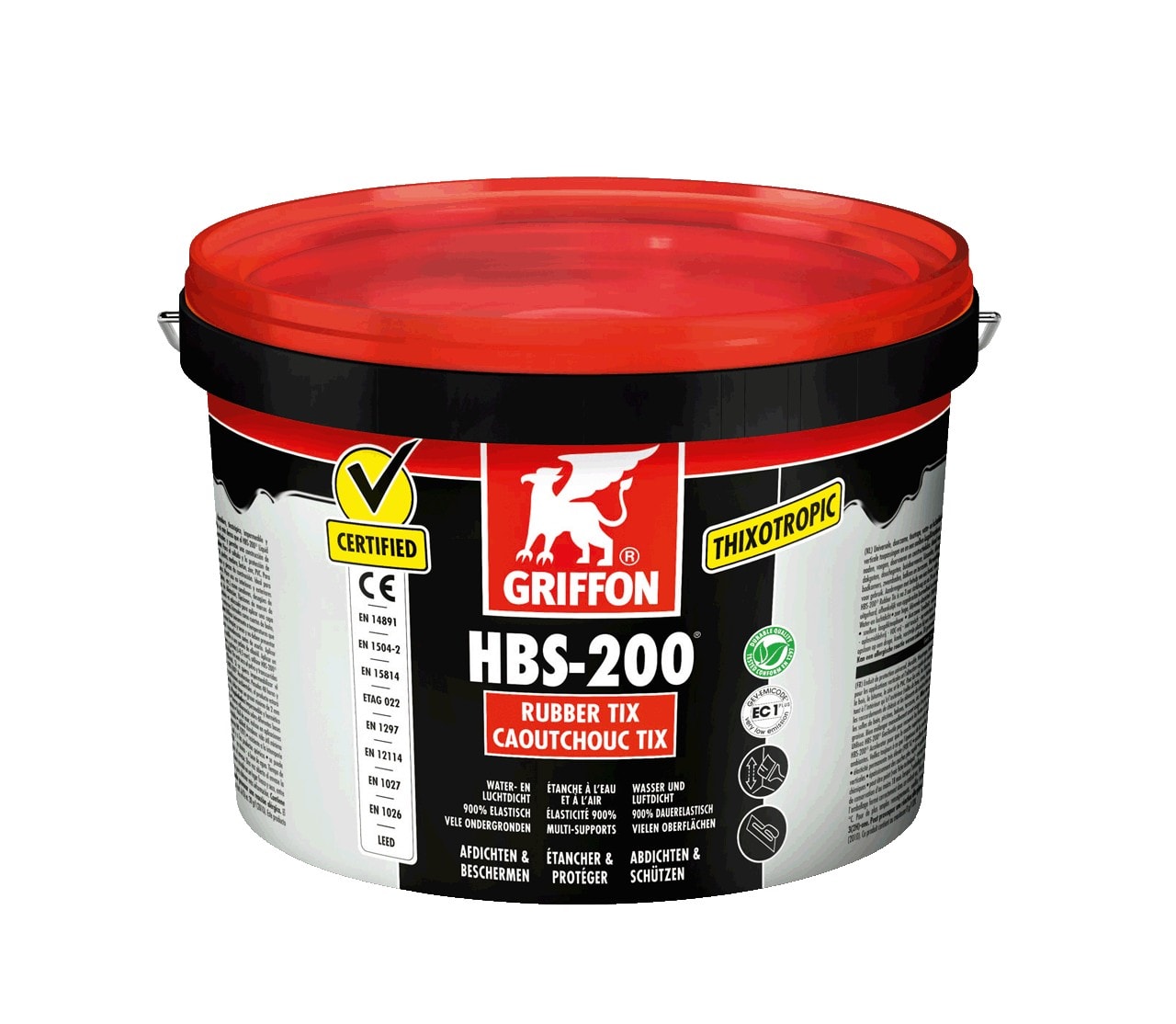 Griffon - HBS-200 Caoutchouc TIX seau 5 L - Etanchéifier les surfaces à l'eau et à l'air