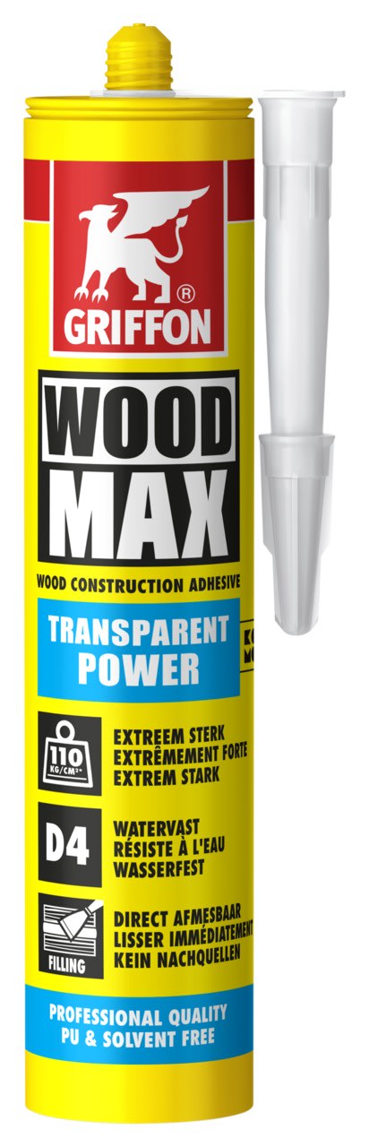 Griffon - WoodMax Transparent Power colle a bois sans solvant ni PU Cart 380gr