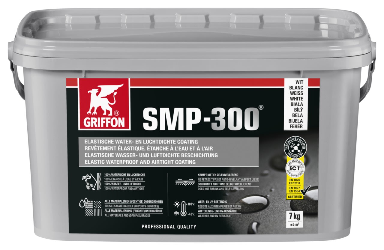 Griffon - SMP-300 Blanc Enduit elastique etanche a l'eau et a l'air Seau 7 kg