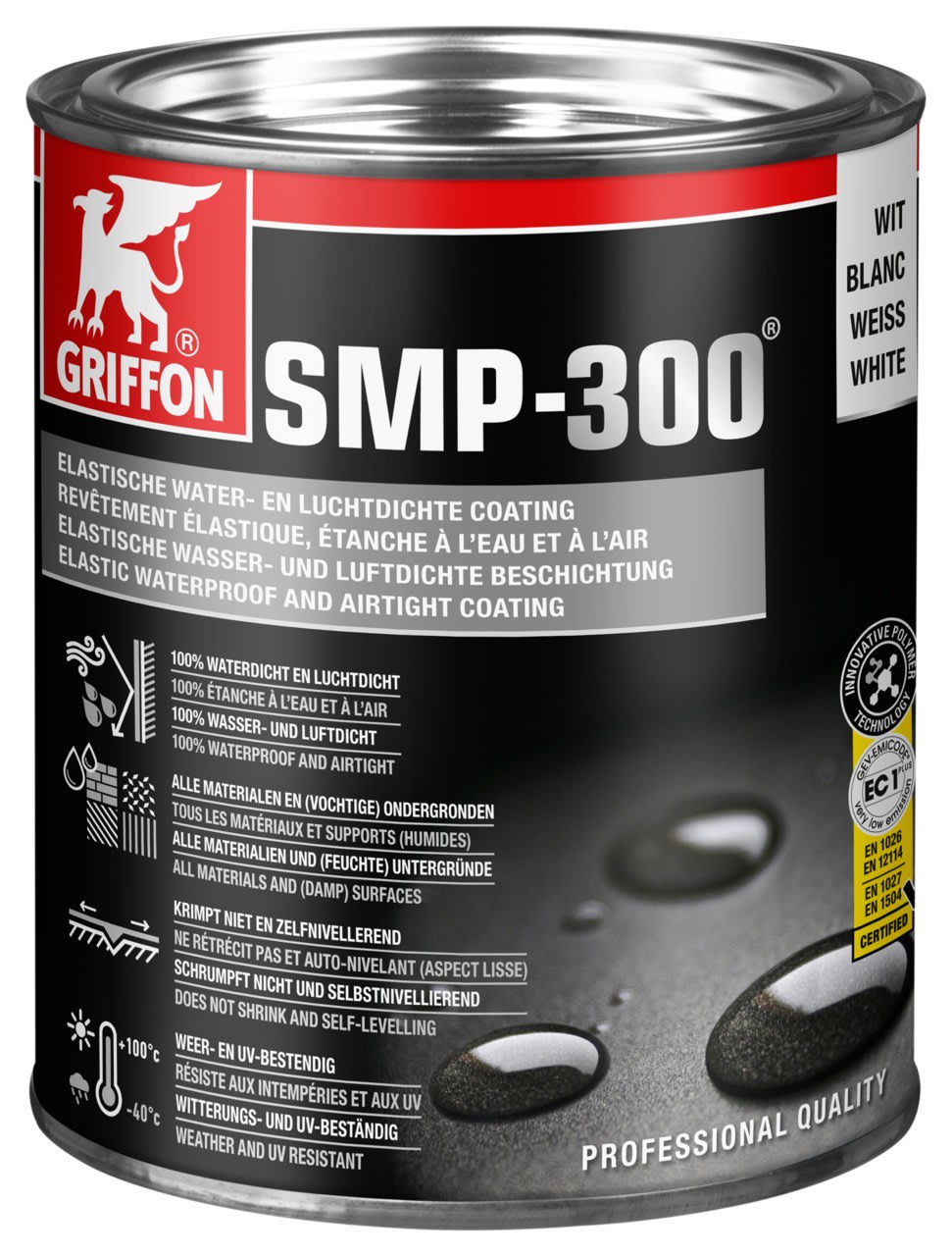 Griffon - SMP-300 Blanc Enduit elastique etanche a l'eau et a l'air Pot 1 kg