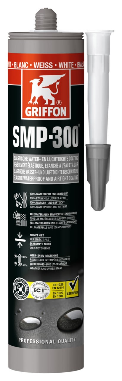 Griffon - SMP-300 Blanc Enduit elastique etanche a l'eau et a l'air Cart. 290ml