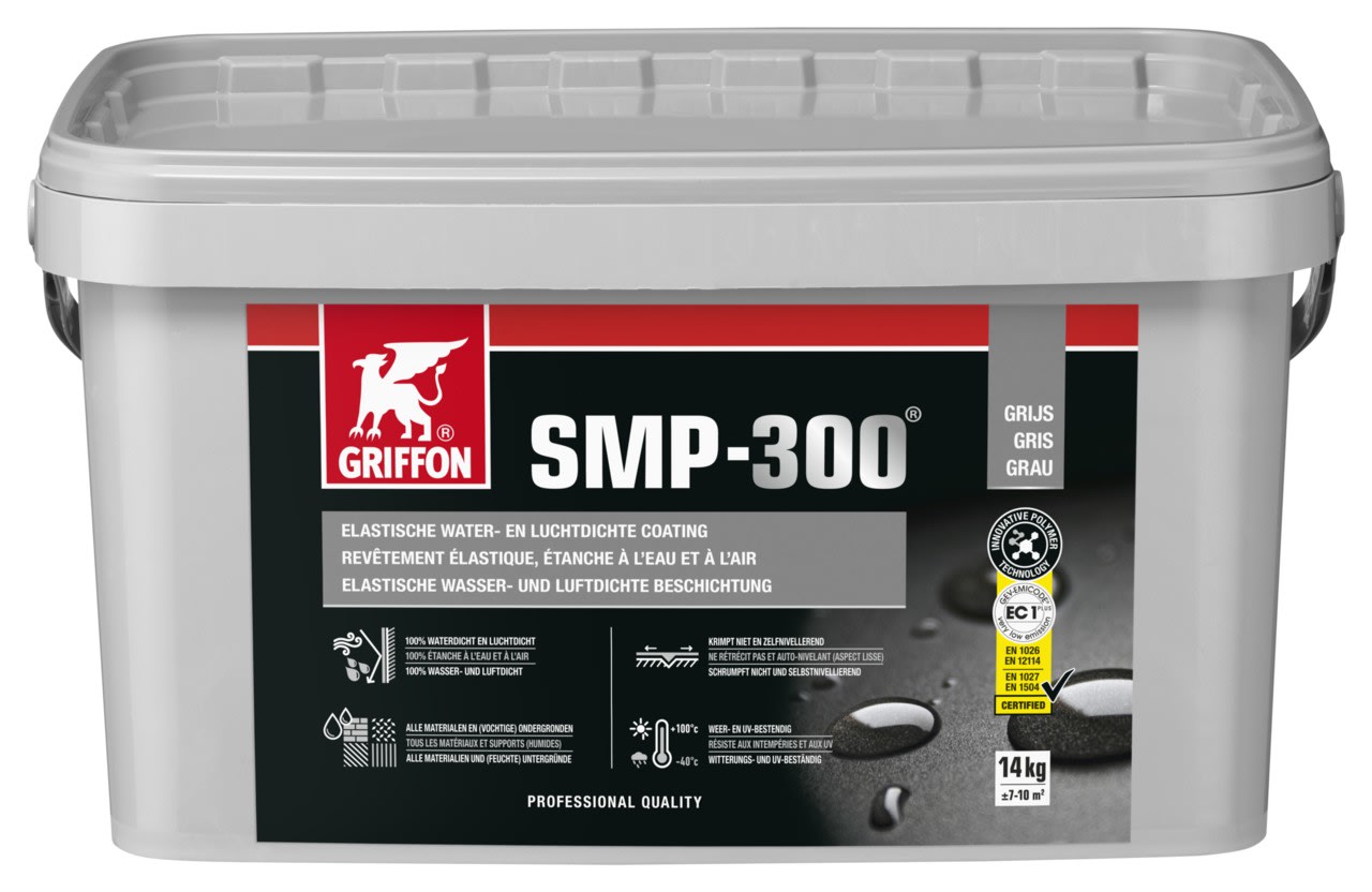 Griffon - SMP-300 Gris Enduit élastique étanche à l'eau et à l'air Seau 14 kg