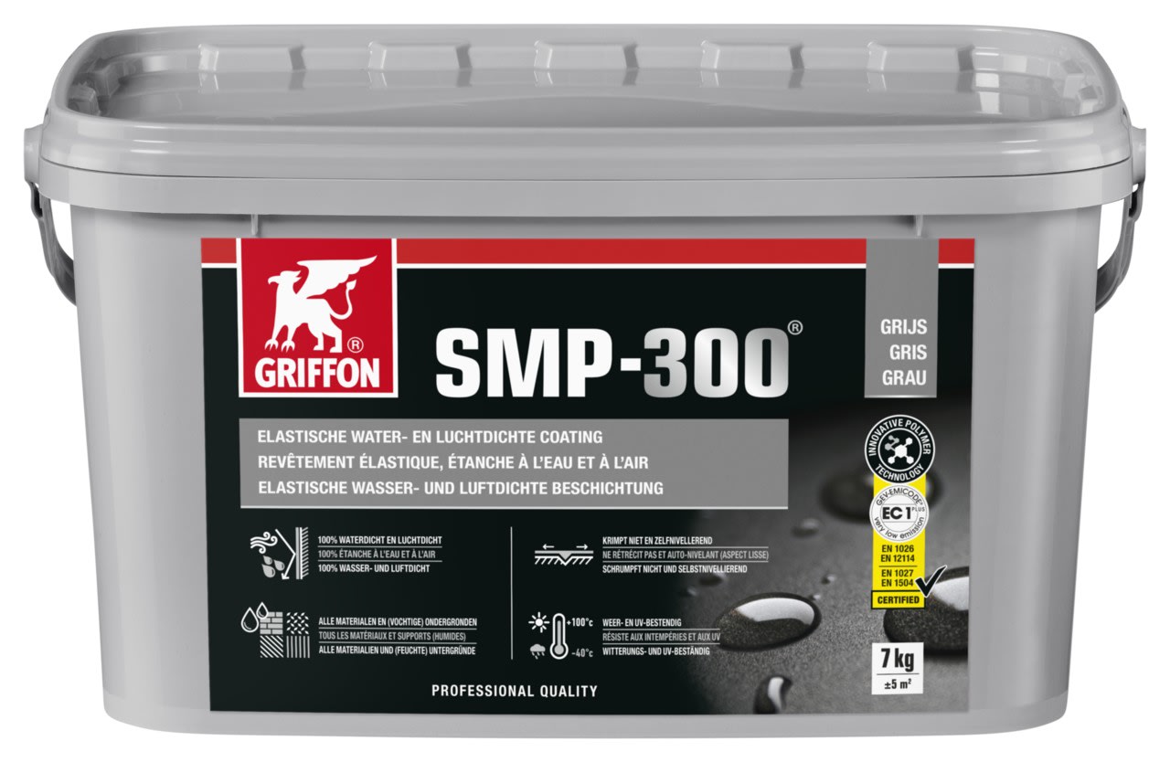 Griffon - SMP-300 Gris Enduit elastique etanche a l'eau et a l'air Seau 7 kg