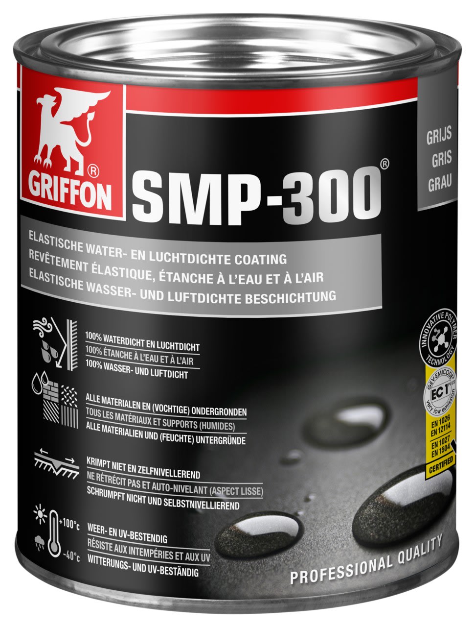 Griffon - SMP-300 Gris Enduit elastique etanche a l'eau et a l'air Pot 1 kg